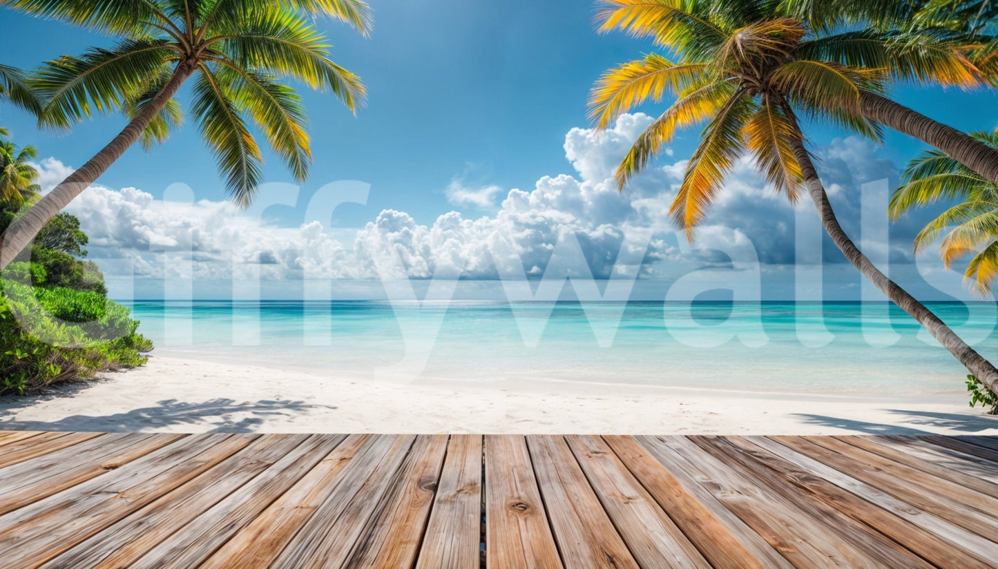 Tropical Beach View wall mural in a bright creative studio.