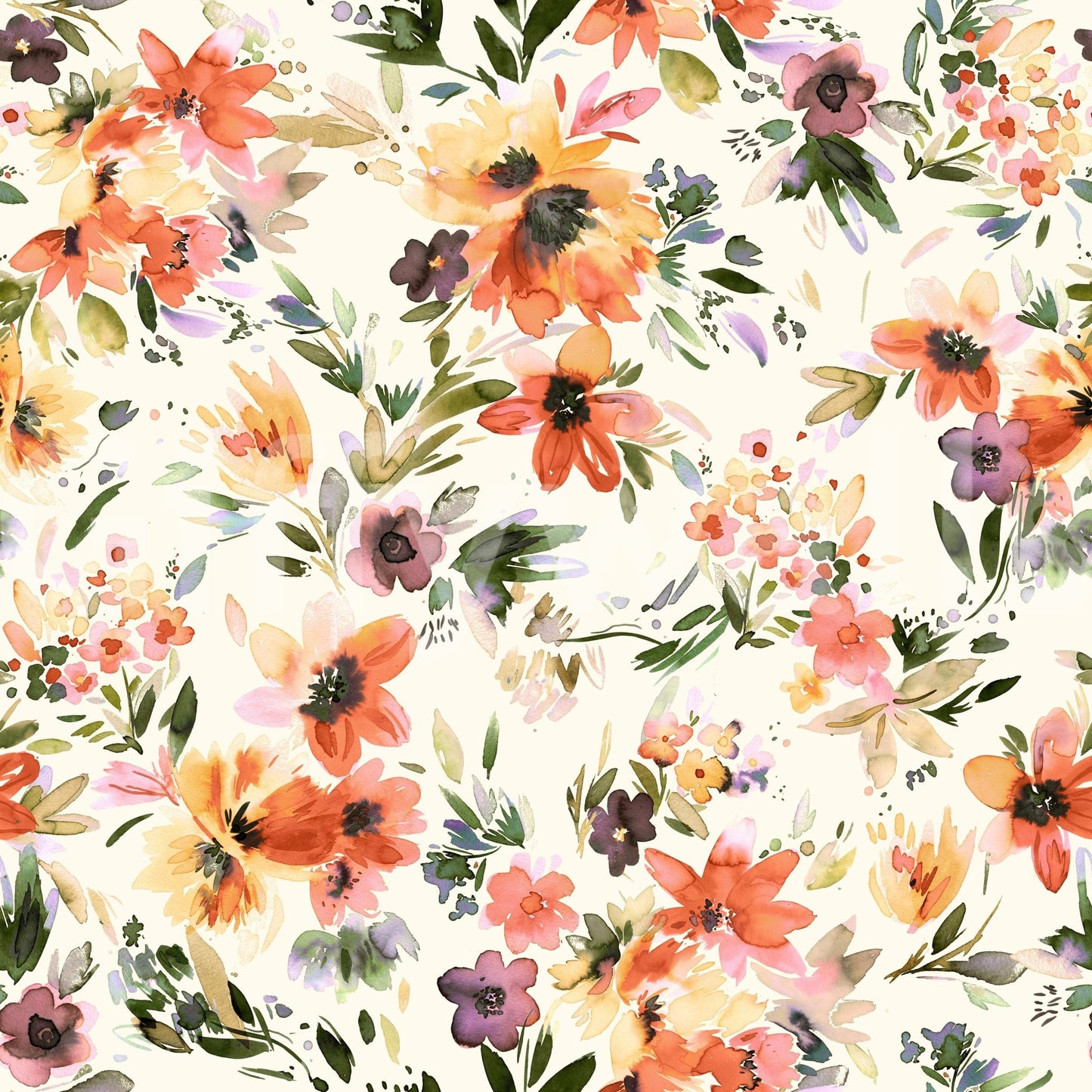 Bright tropical floral wallpaper pattern