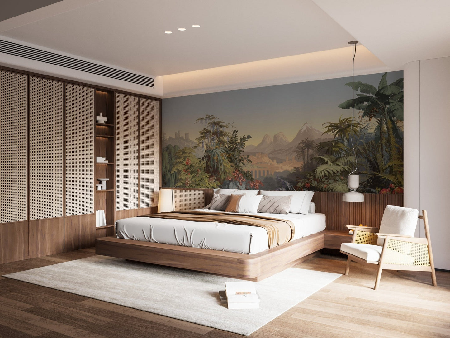 Dark Mountain Scene with Forest Wallpaper