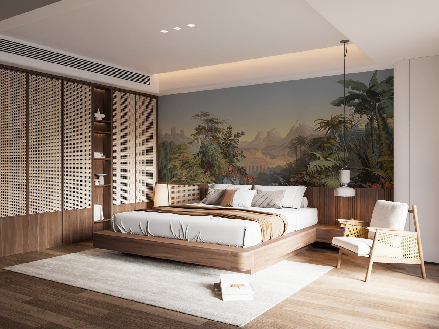 Dark Mountain Scene with Forest Wallpaper