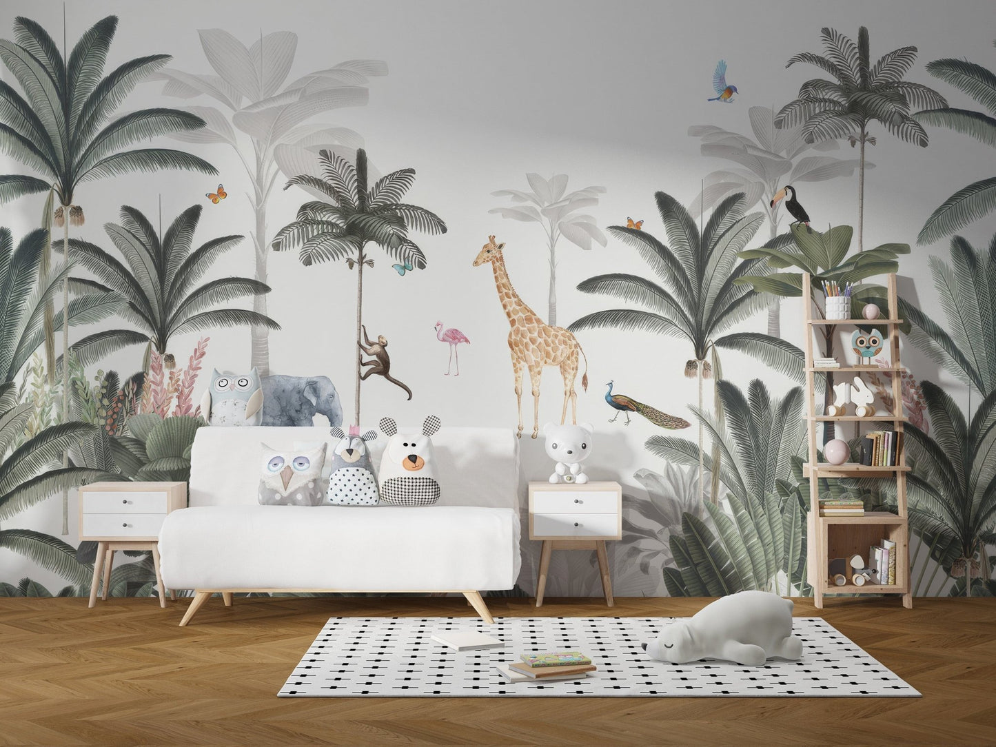 Jungle animals and plants wall mural