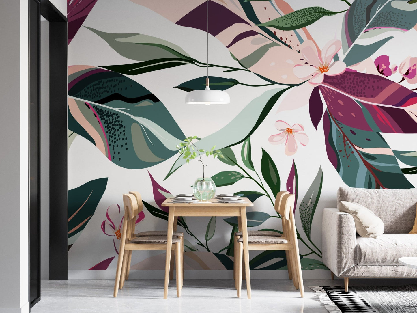 Bright Tropical Leaflets Peel & Stick Wall Art for Dining rooms A600