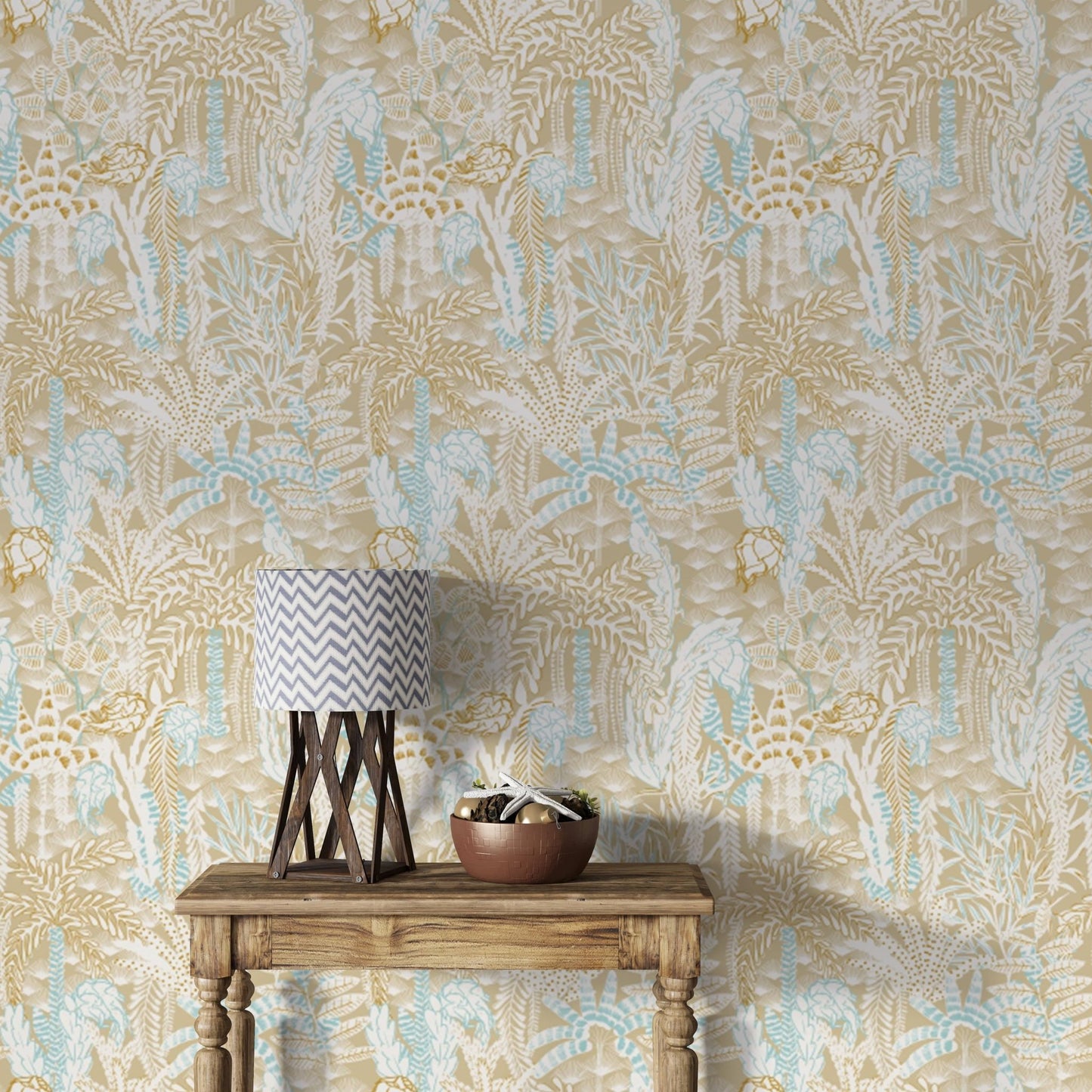 Tranquil Sandy Shores mural for nature-inspired interiors., AN124