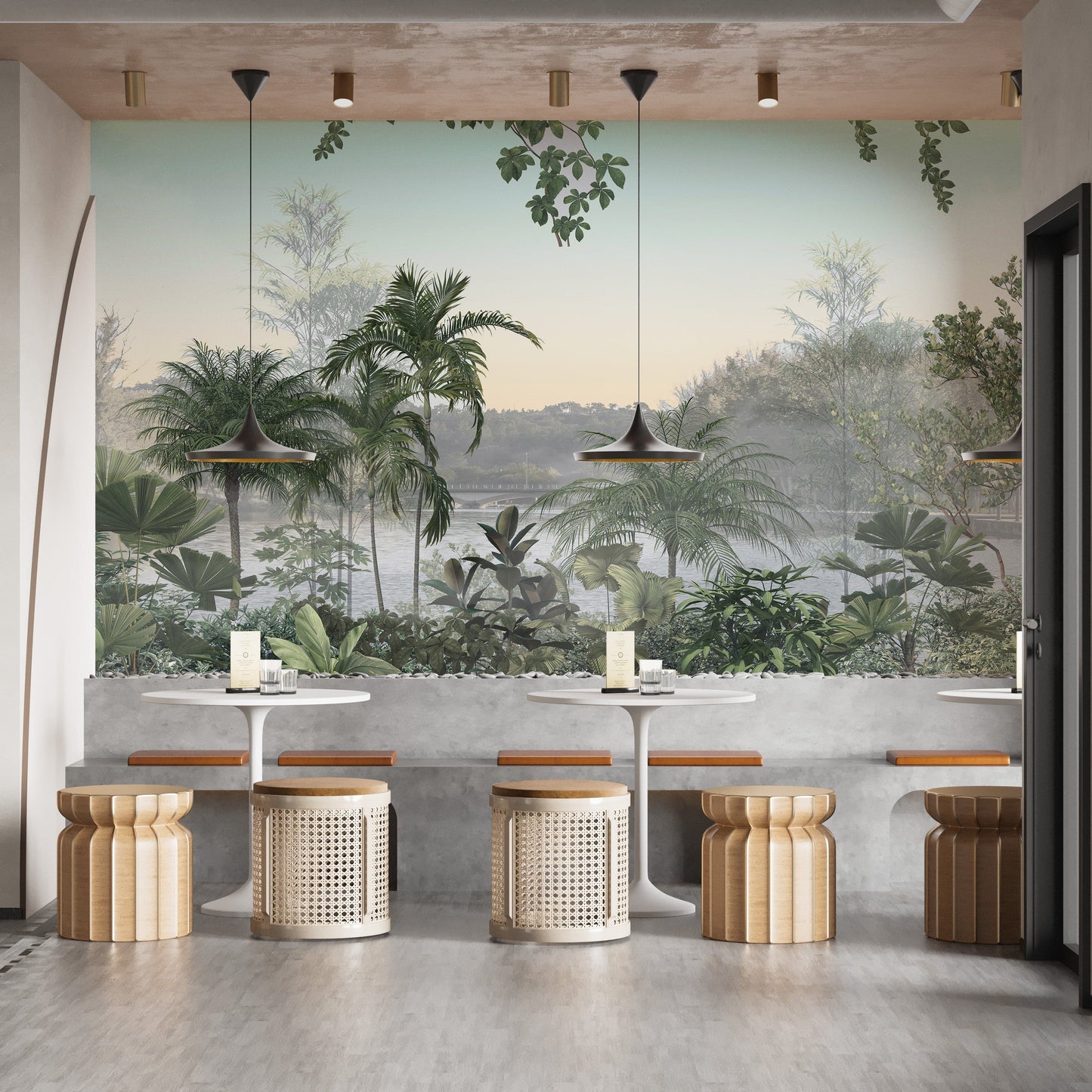 Elegant tropical trees and skies wallpaper