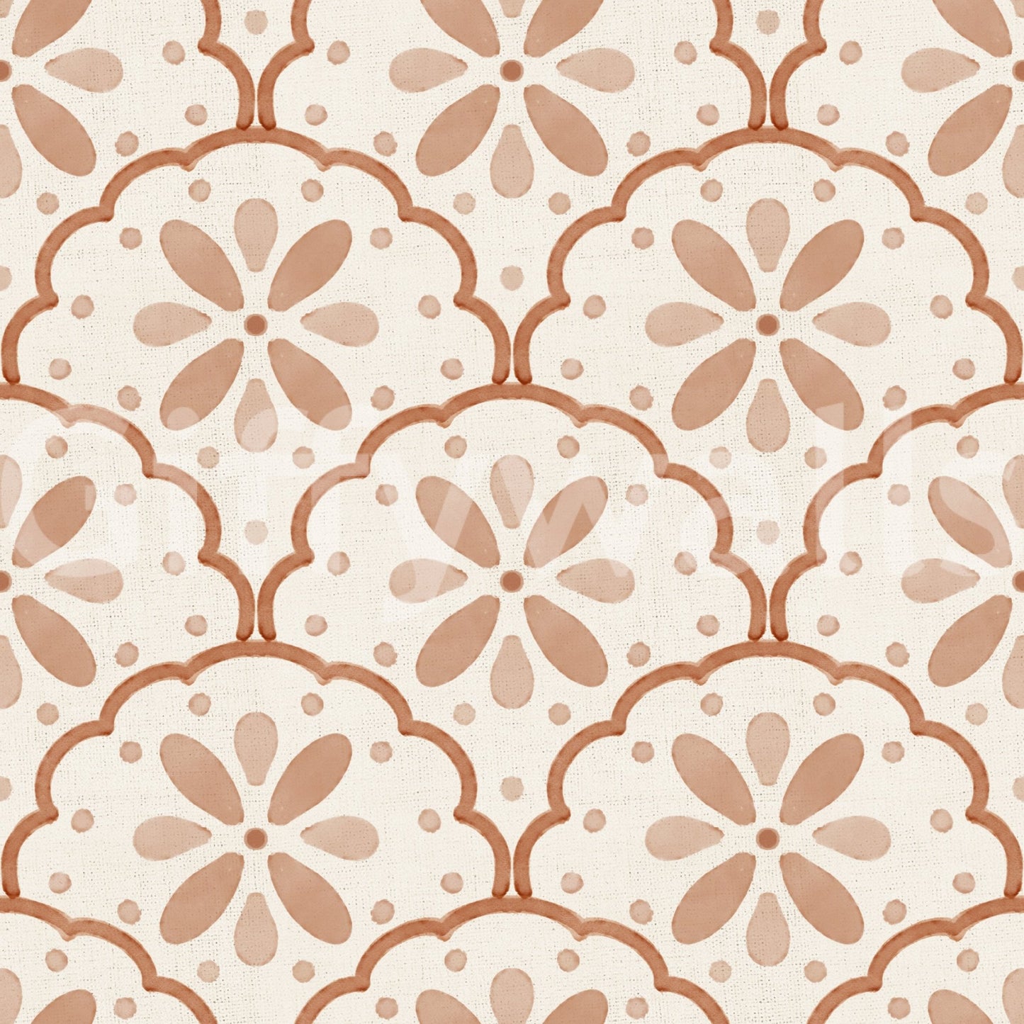 Small dotted accents fill the space between motifs in Tuscany Scallop wallpaper.GD9585