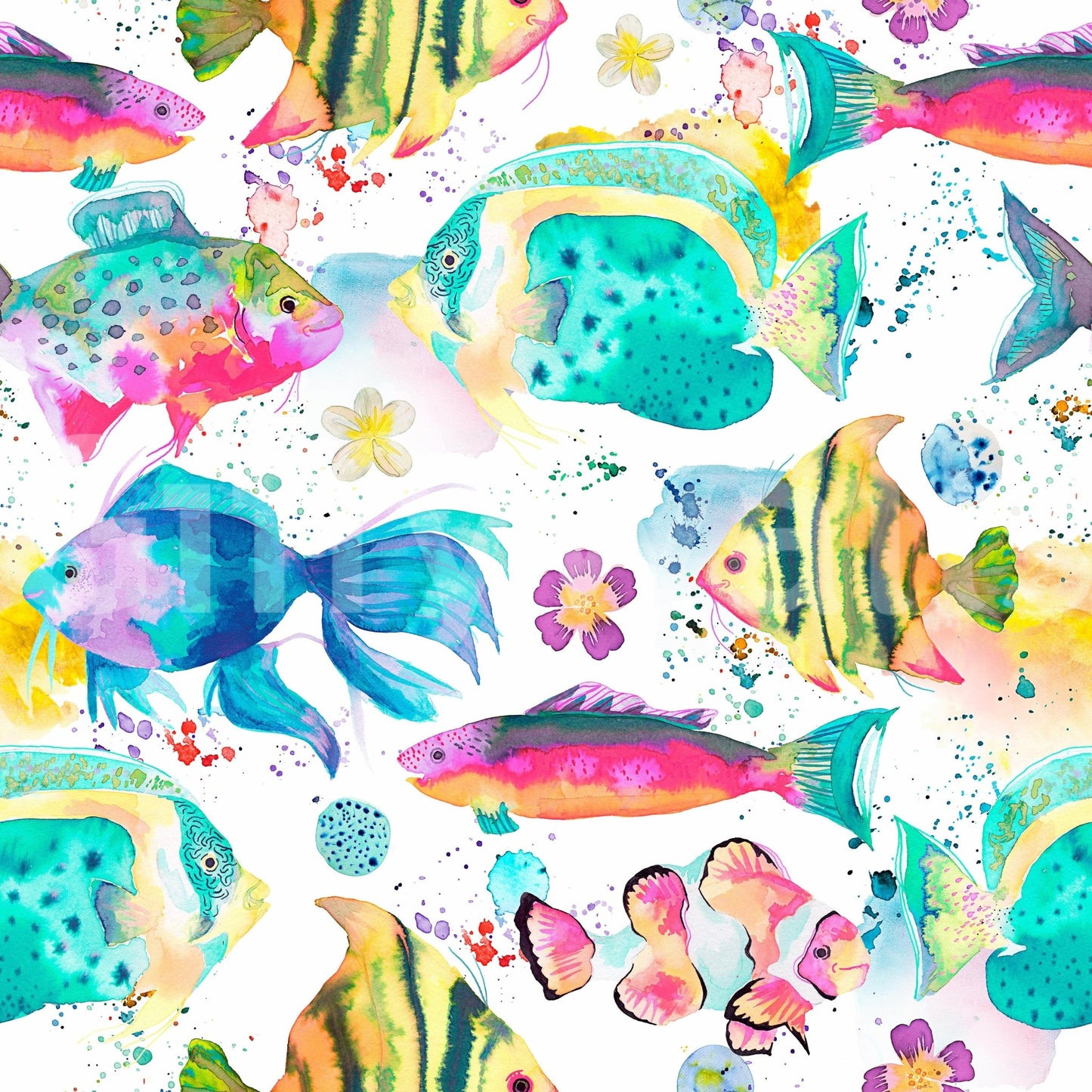 Ocean fish wallpaper in pastel and colorful hues