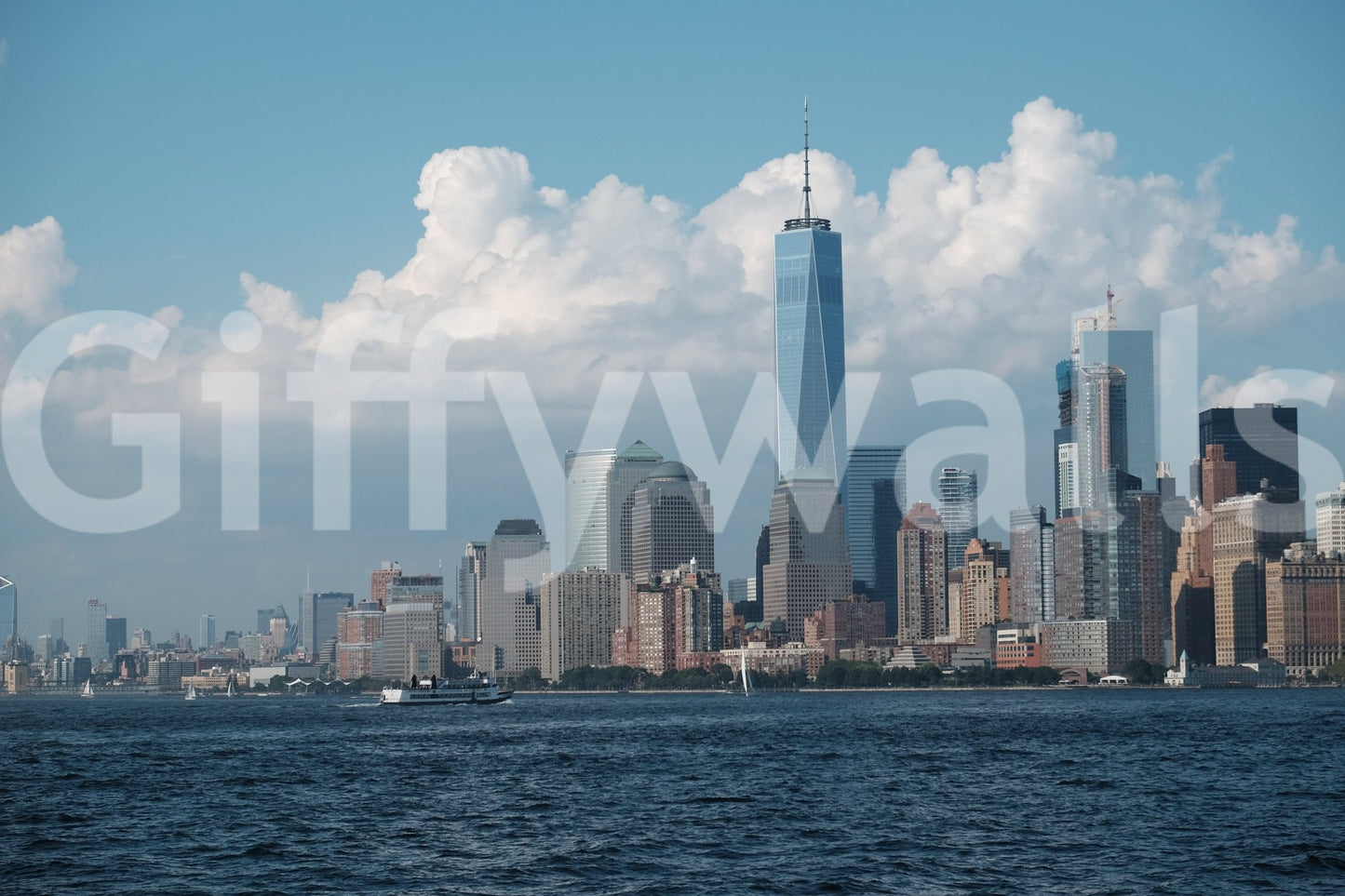 Reflective water city mural