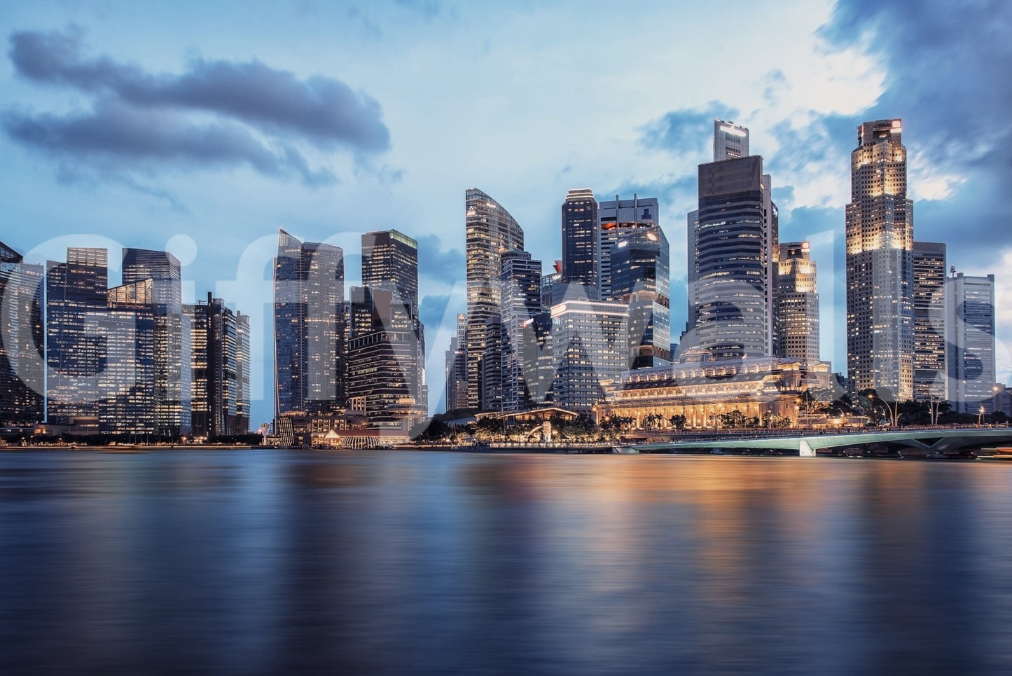 Urban Serenity Wall Mural in a kitchen with white cabinetry wallpaper