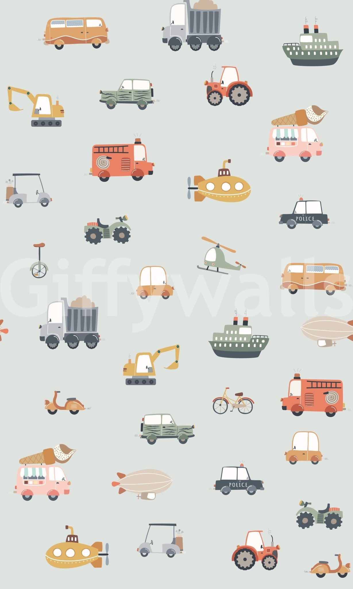 Vehicles in blue background Wallpaper