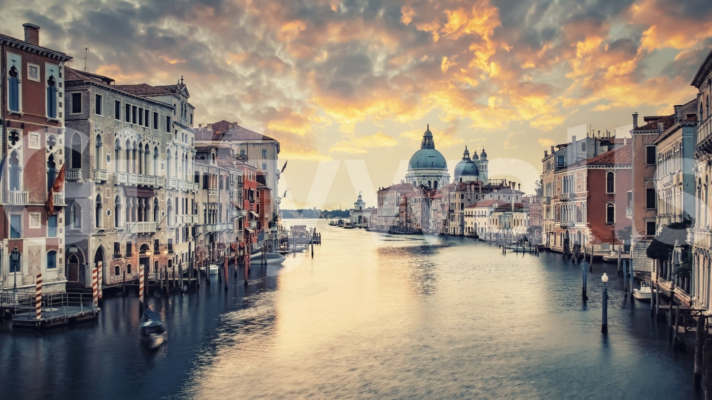 Venetian Twilight wall mural with classical building facades in a flat., GD8020