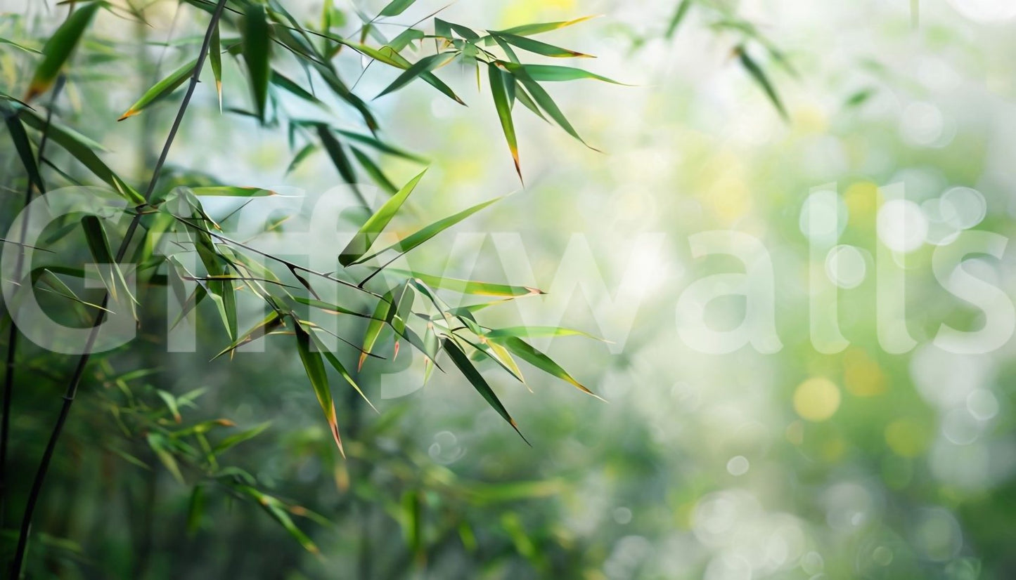 Modern spa style green leaf wall mural decor