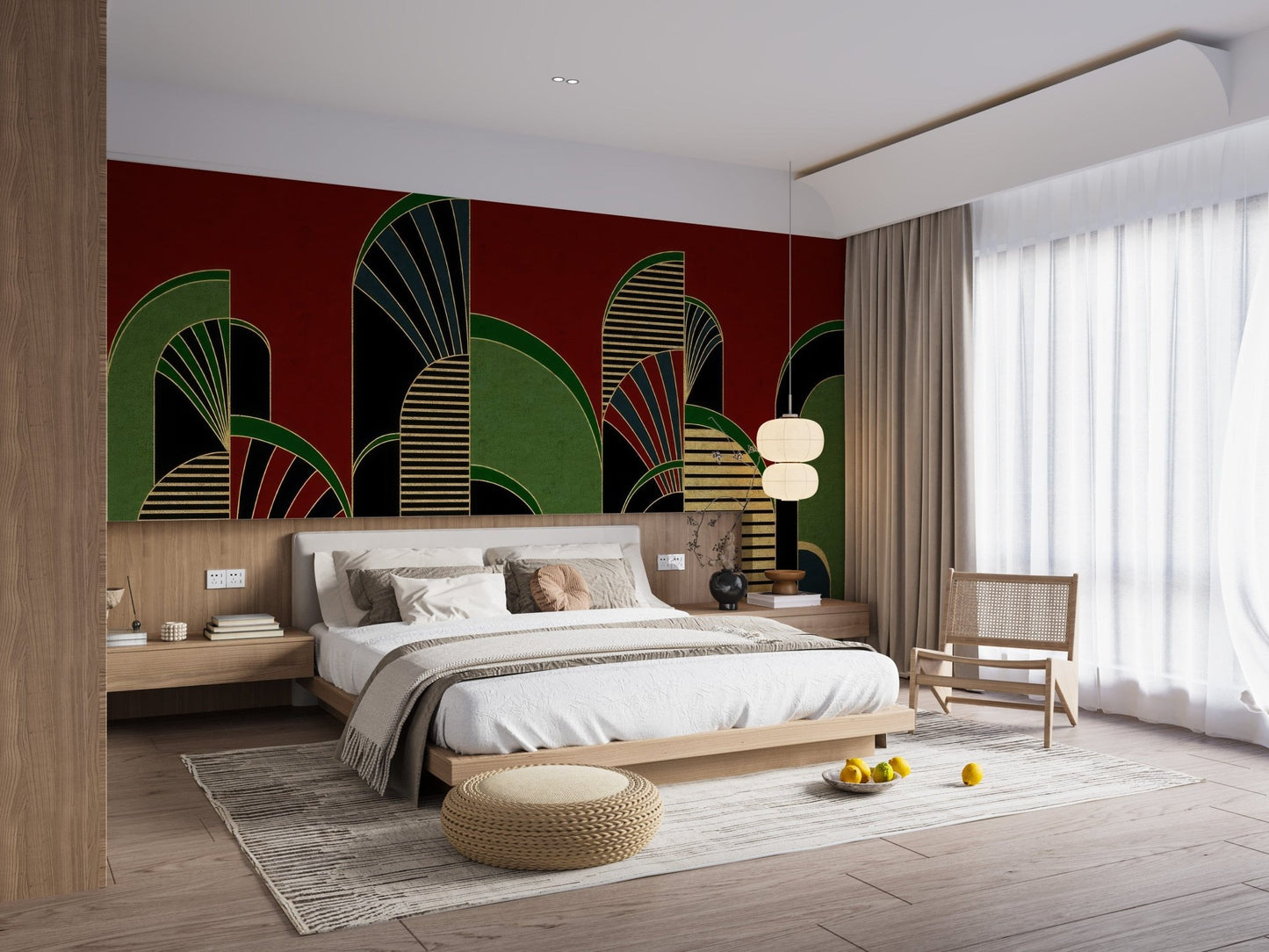 Striking vintage archway mural with bold colors, C73
