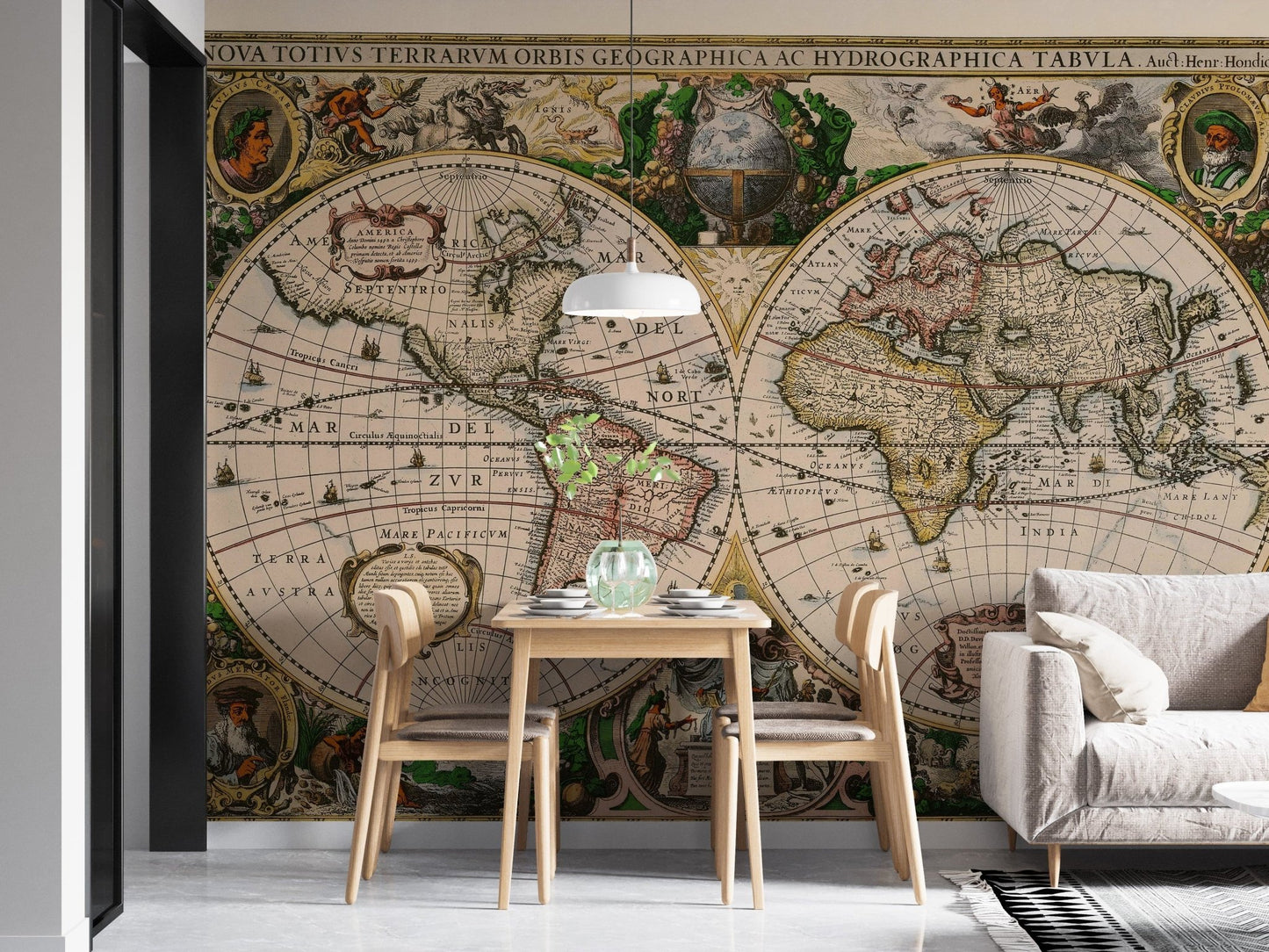 Antique World Map Wallpaper for Rooms
