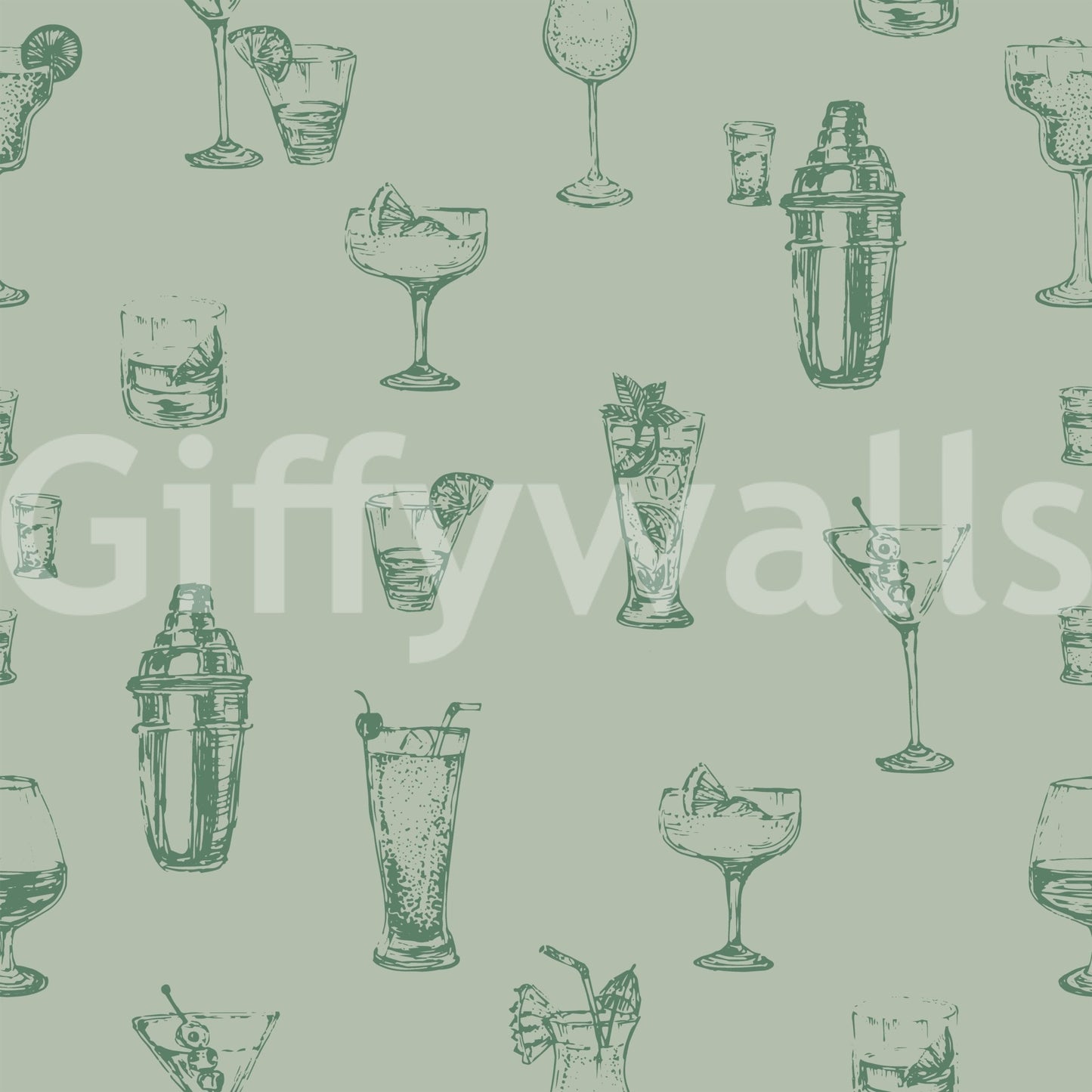 Vintage Bar Sketch Wallpaper