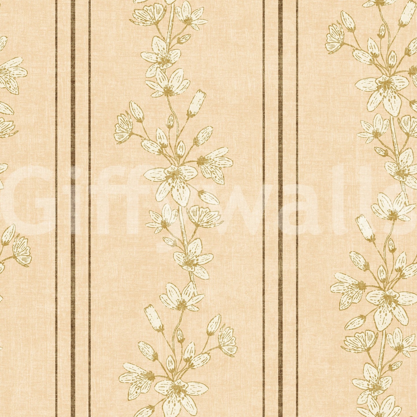 Vintage Bloom Stripes Floral Soft Yellow Wallpaper