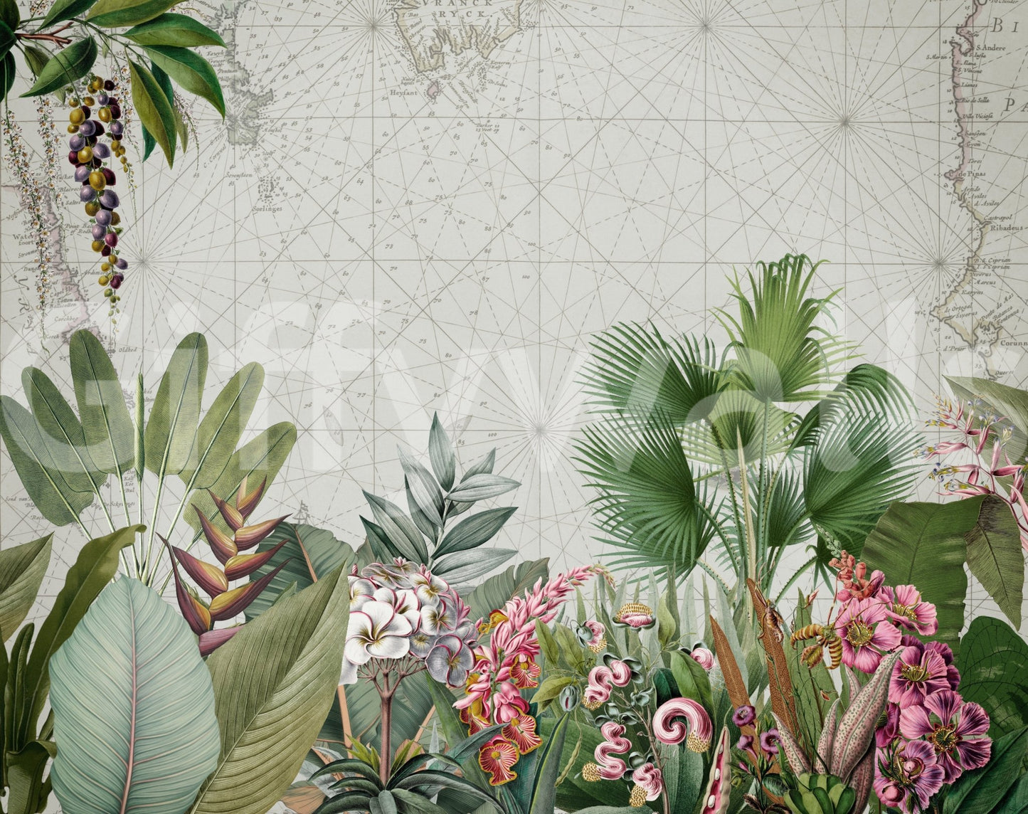 Vintage Botanical Voyage Wall Mural
