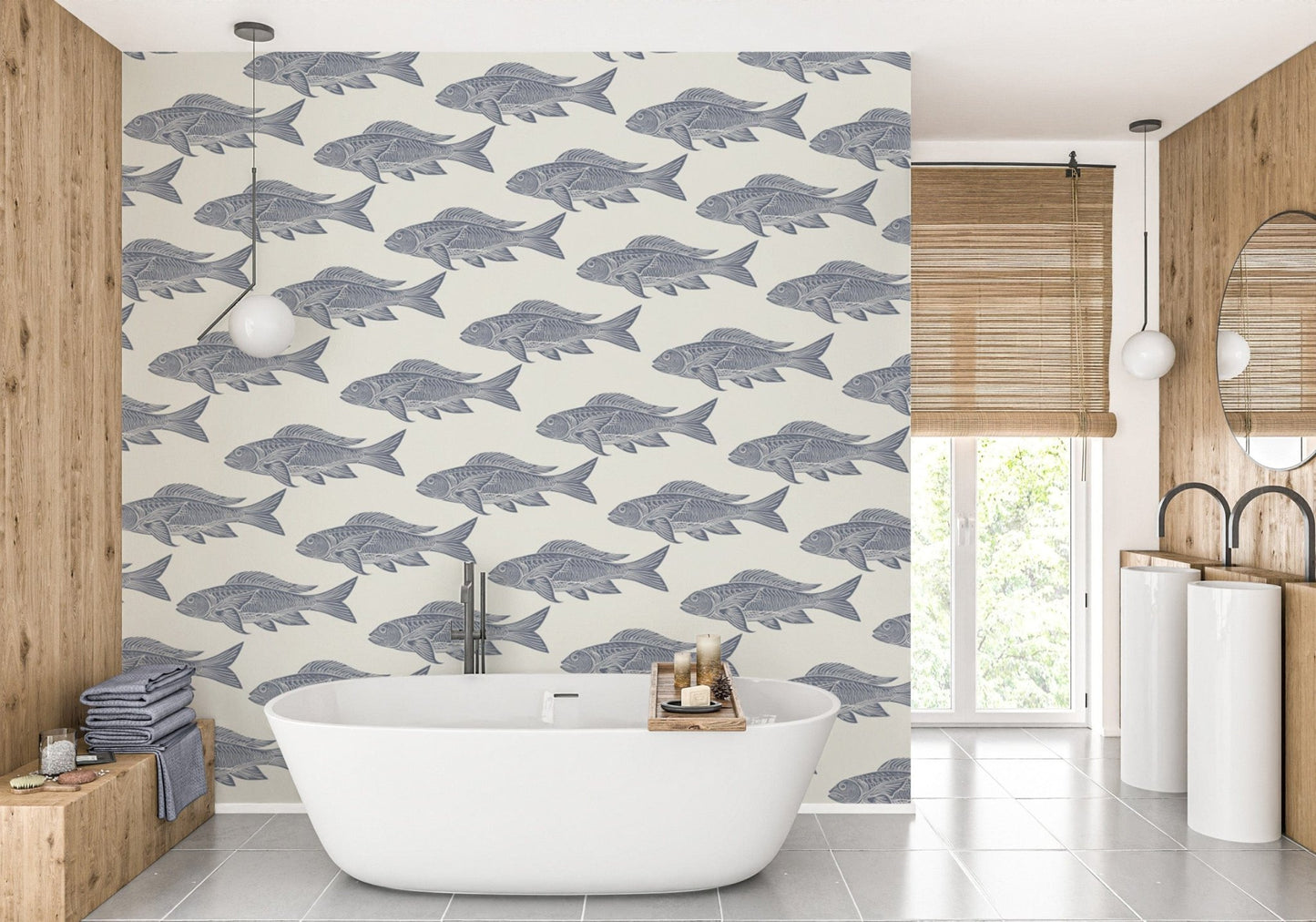 Vintage Catch Nautical Fish Wallpaper