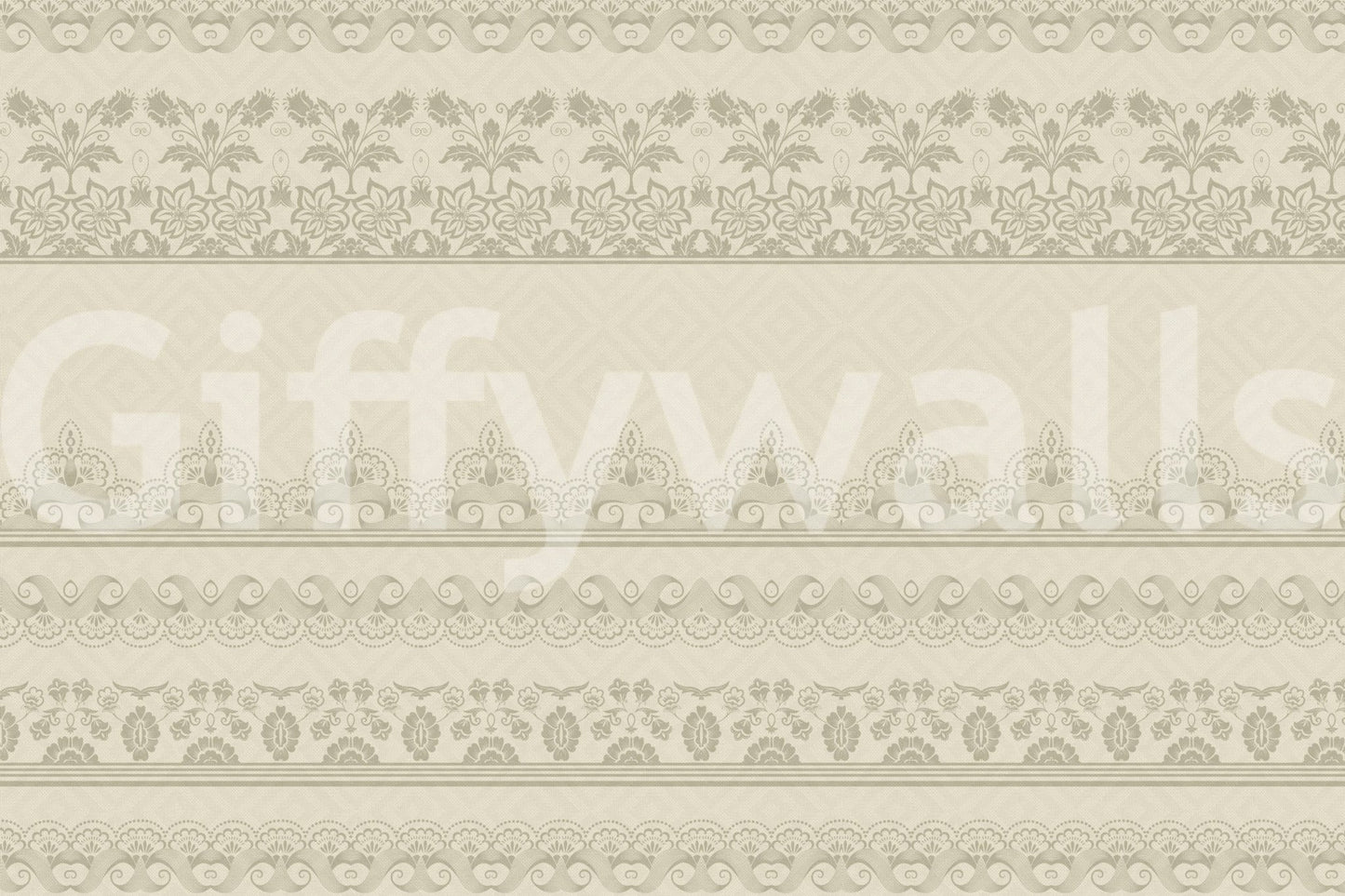 Sophisticated Vintage Lace Bands Wall Mural in a quiet reading corner.