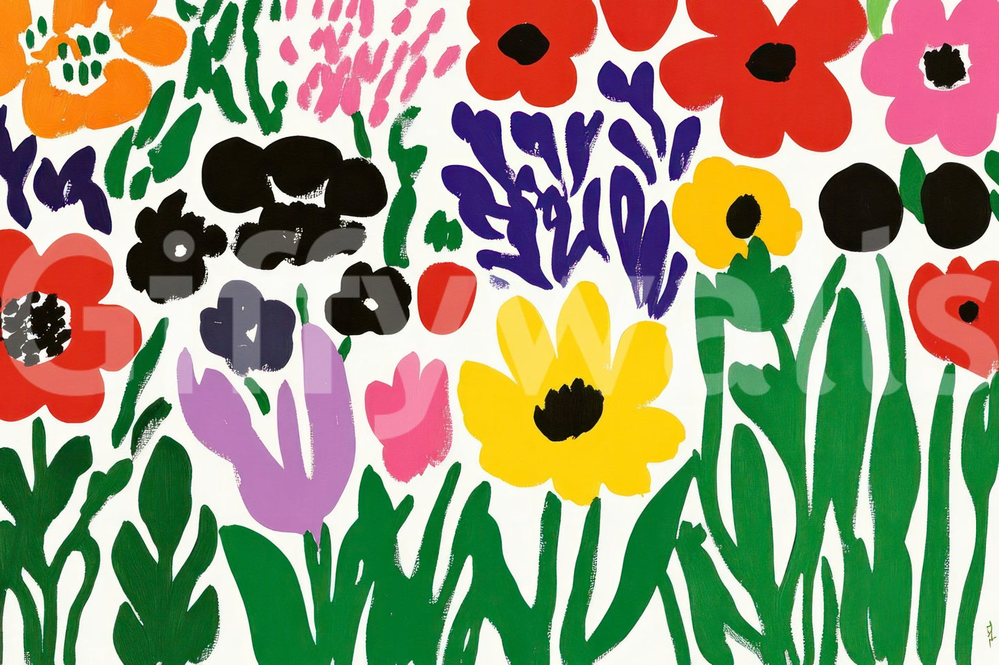 Gallery wall featuring joyful paper-cut floral scene