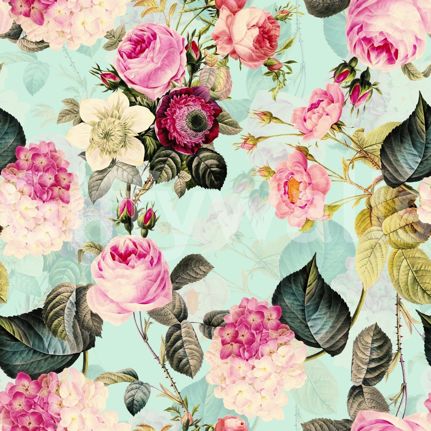 Vintage Rose Garden Rhapsody Wallpaper
