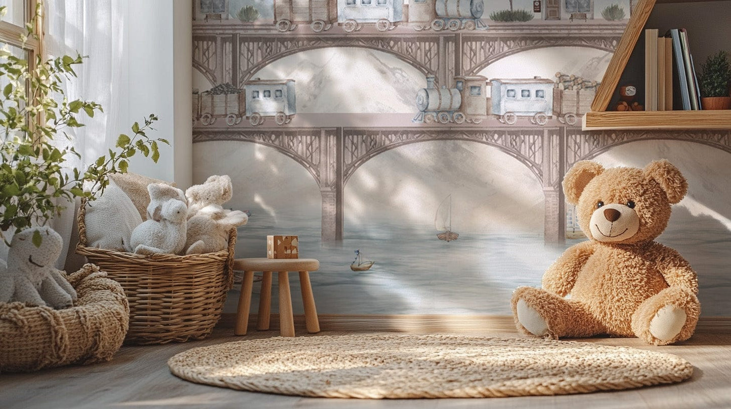 Playful steam train wall decor for kids rooms