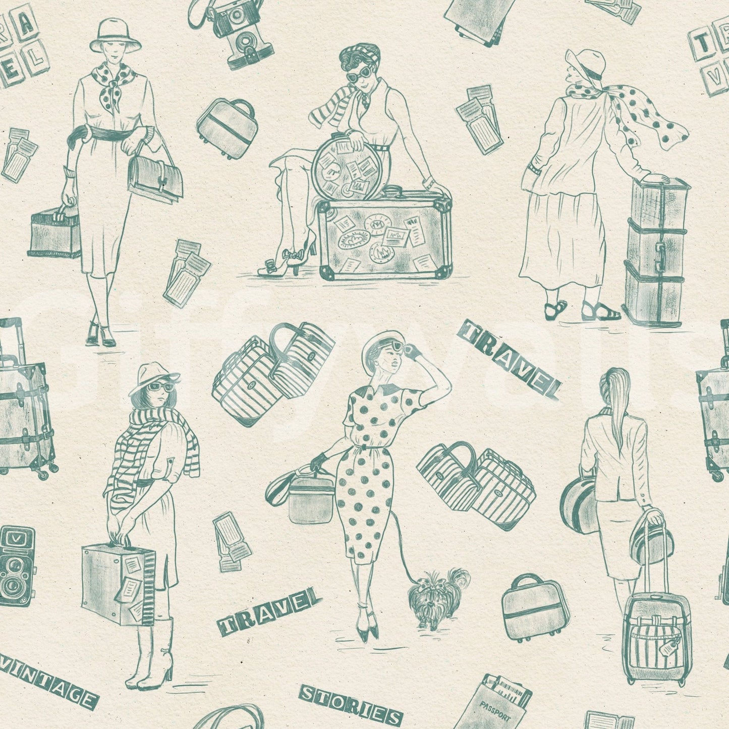 Nostalgic flâneurs on this delightful Vintage Travelogue print.