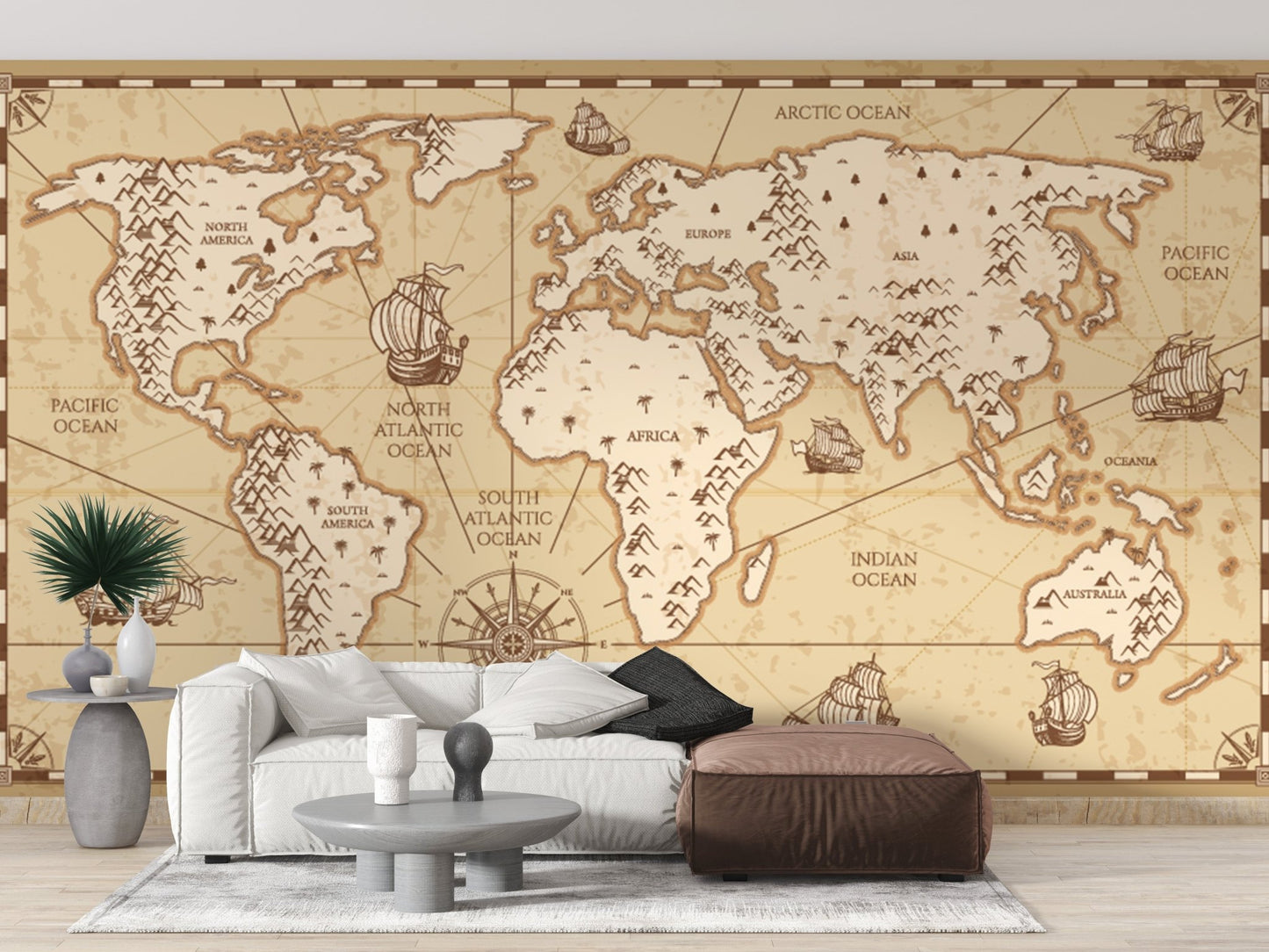 Vintage World Map Wallpaper For Walls - Giffywalls B100