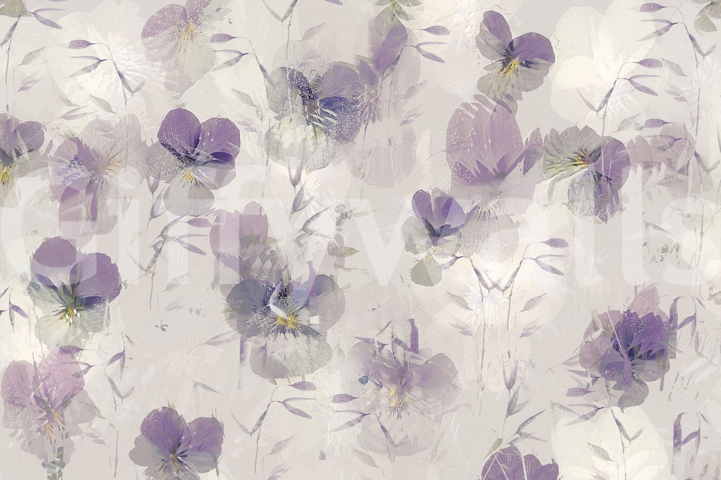 A calming floral design wallpaper mural that defines a space.