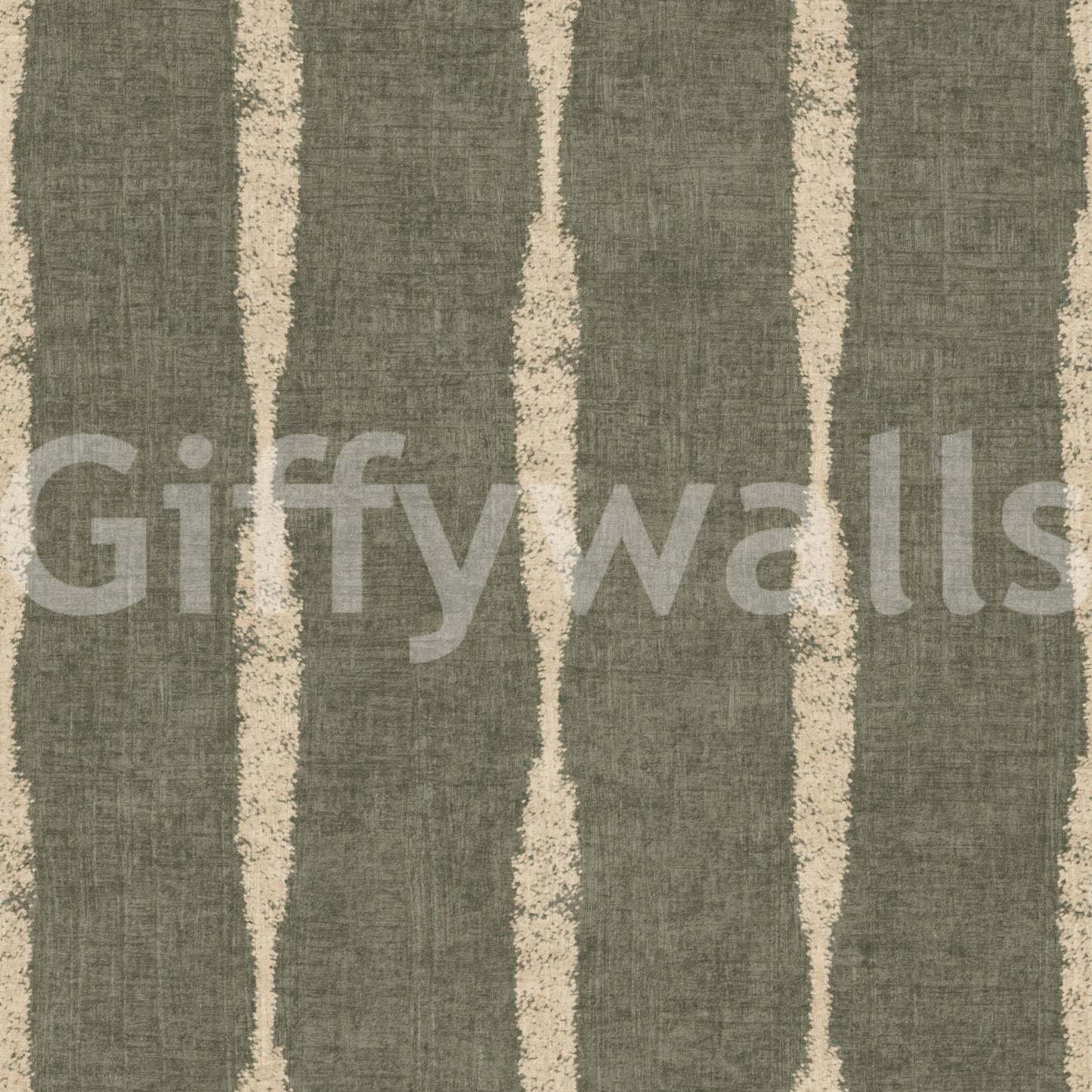 Warm Beige Textured Distressed Stripes on Muted Green WallpaperGD9618