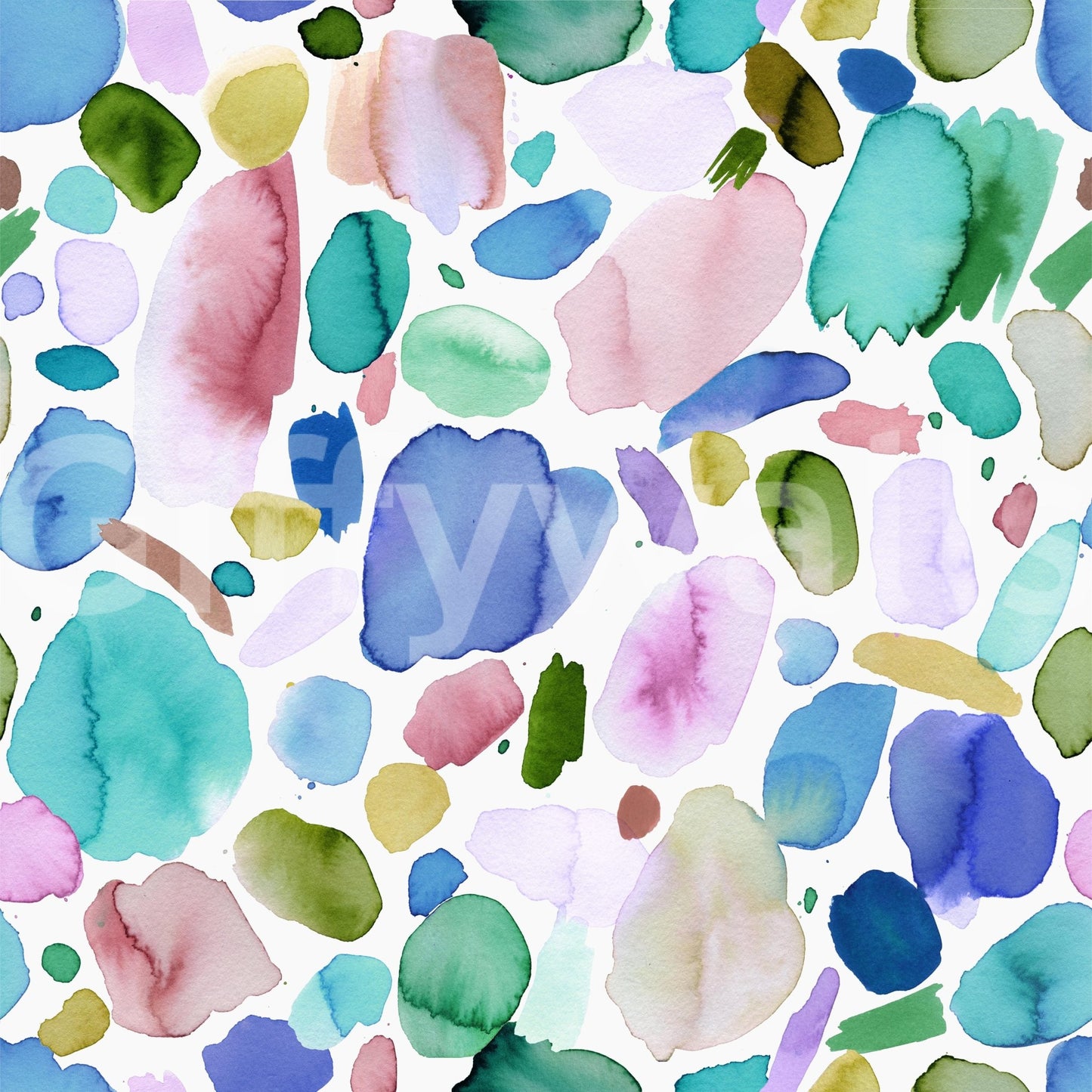 Contemporary abstract wall mural in blue shades