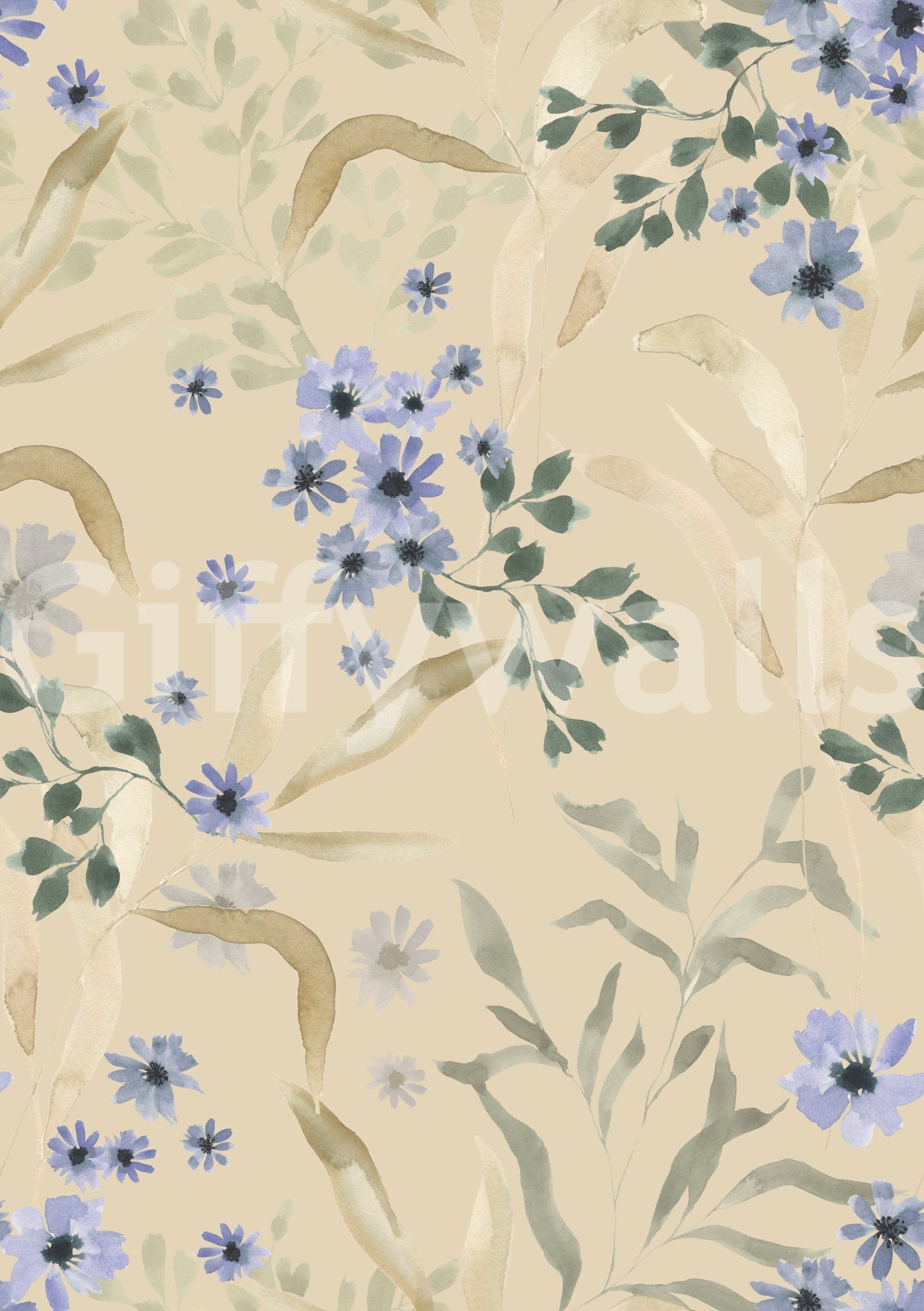 Subtly colored Watercolor Bloom Wallpaper, perfect for a calming bedroom.