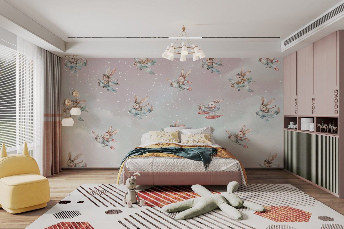 Dreamy sky journey bunny wallpaper