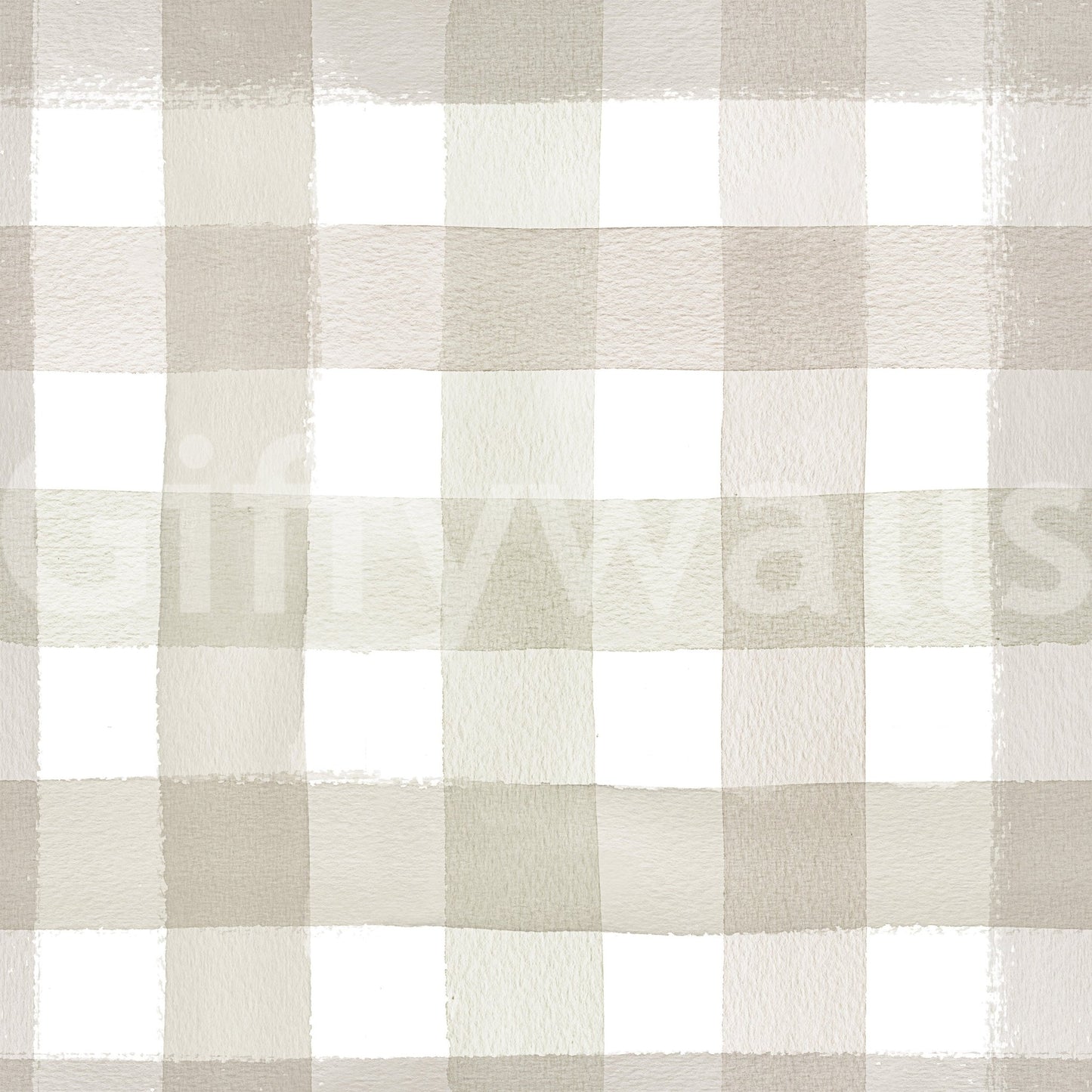 Watercolor Classic Gingham Beige Wallpaper