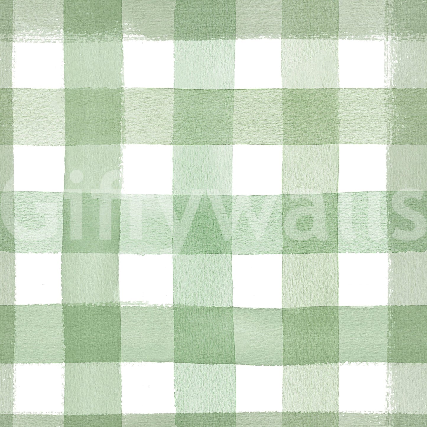 Watercolor green checks for cozy wall style
