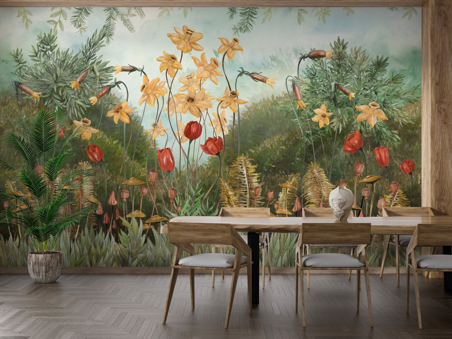 Watercolor forest Flower & Plants Wallpaper Mural - Giffywalls A303