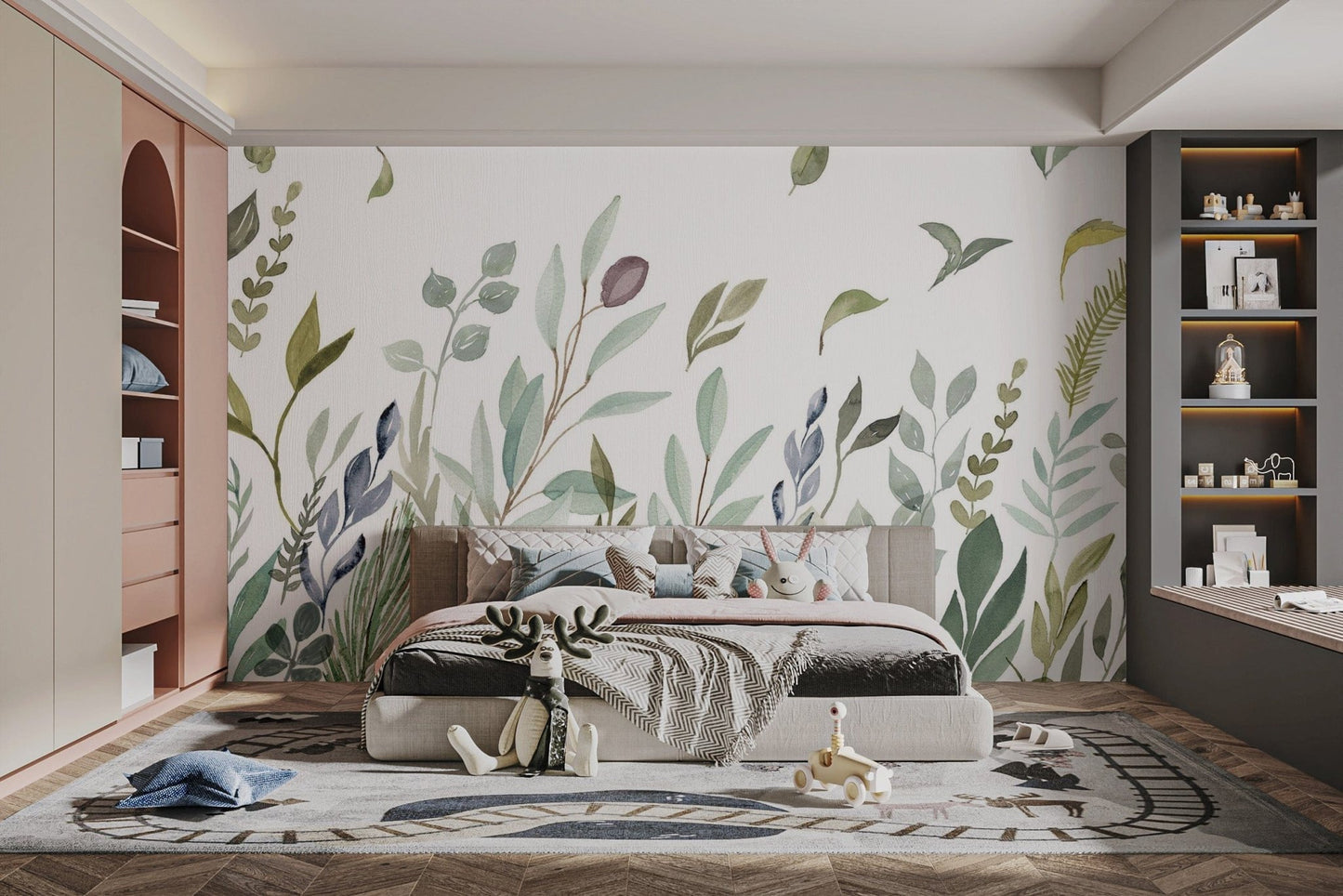 Verdant watercolor leaf artwork