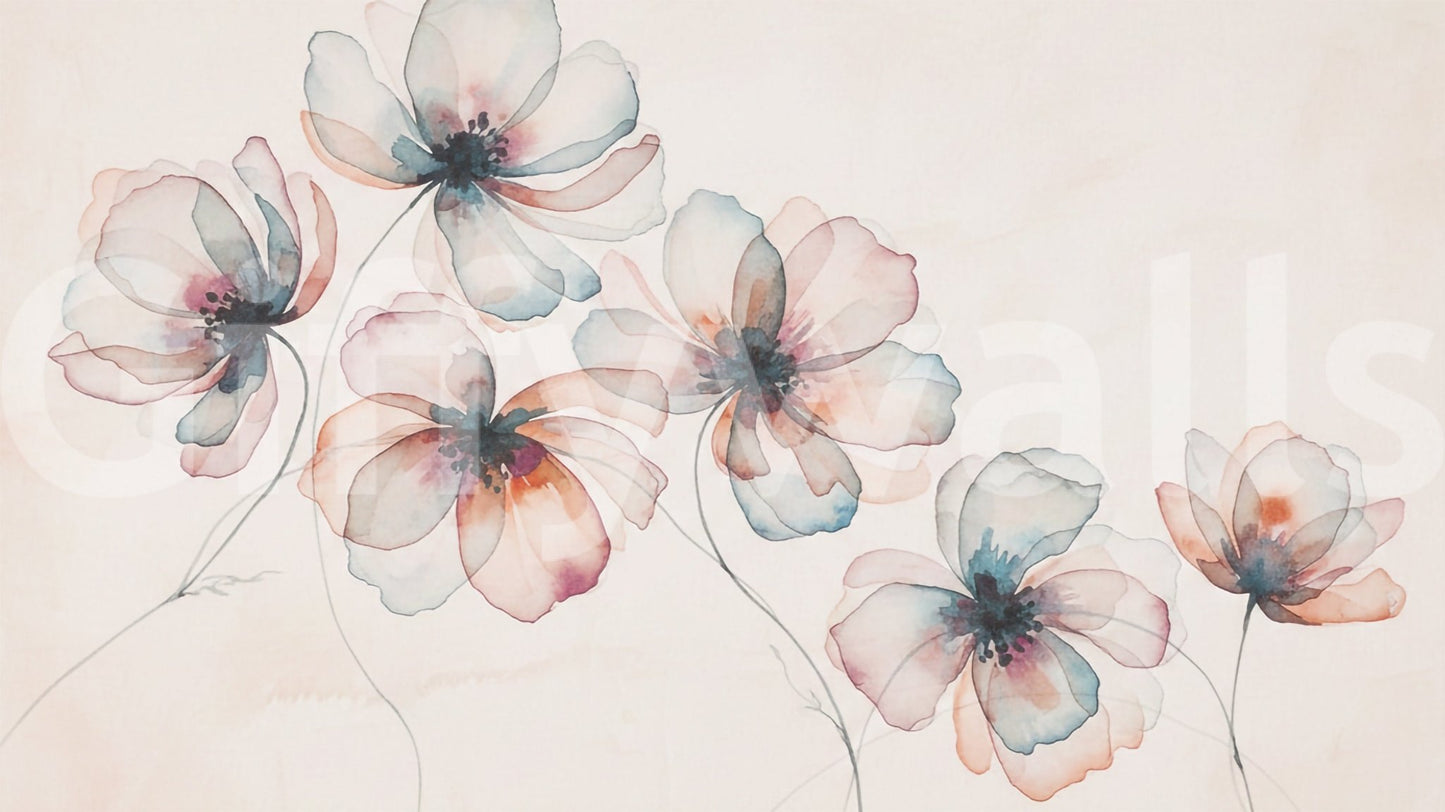 Watercolor Petals Wall Mural
