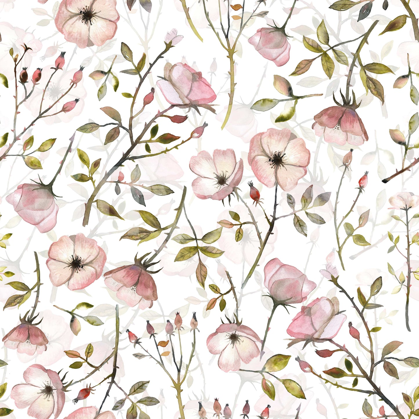 Watercolor Rose Garden Wallpaper