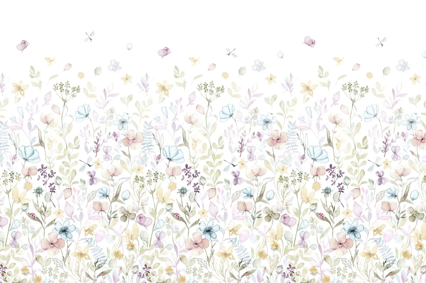 Shelving backdrop featuring Watercolor Whispers Floral Wall Mural image.