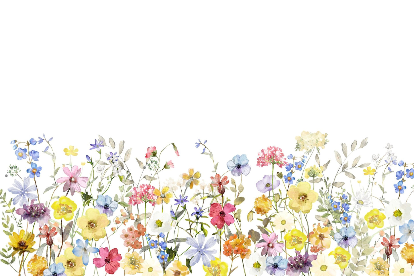 Watercolor Wildflower Meadow 1 Wall Mural