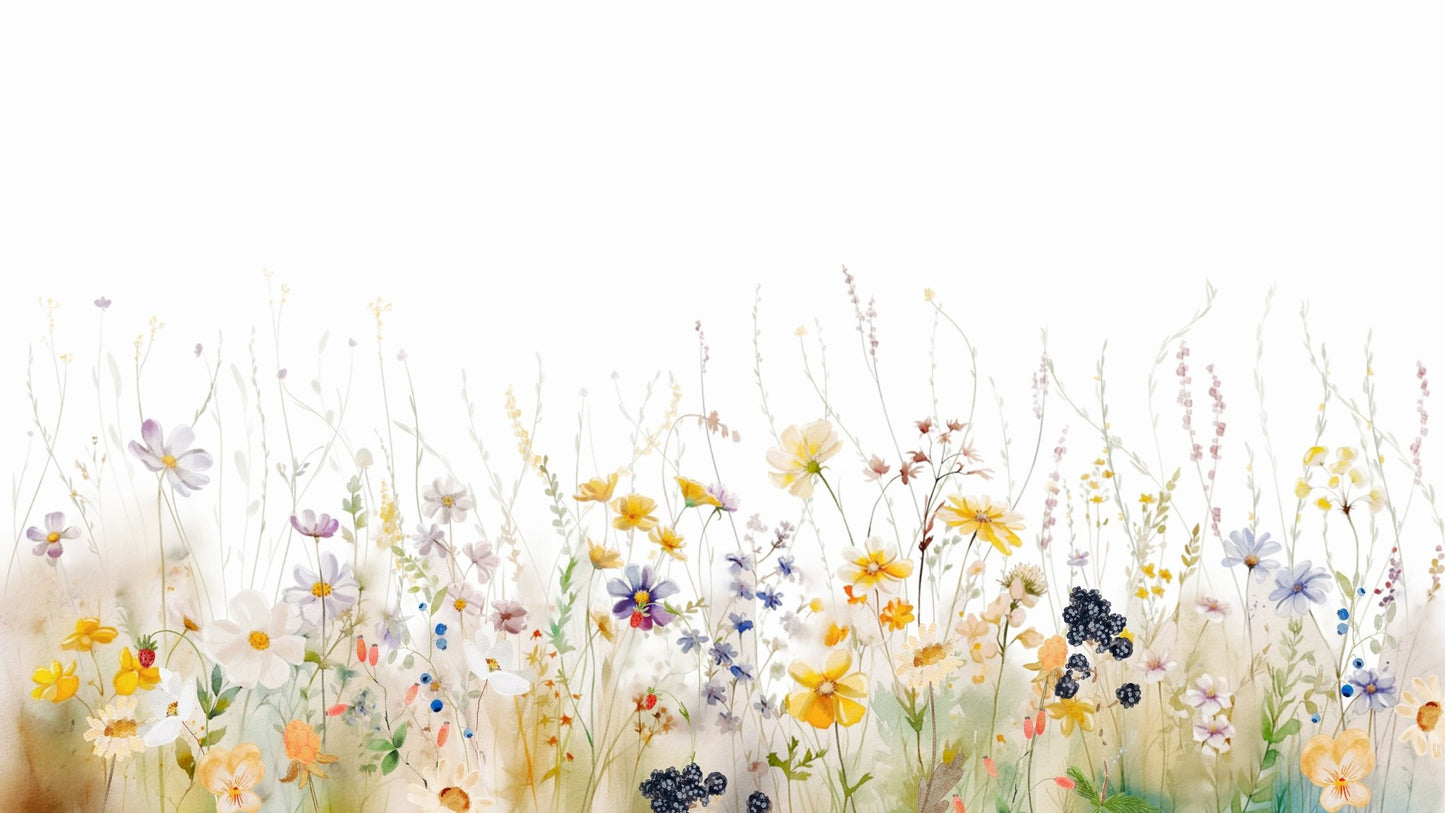 Watercolor Wildflower Meadow 2 Wall Mural