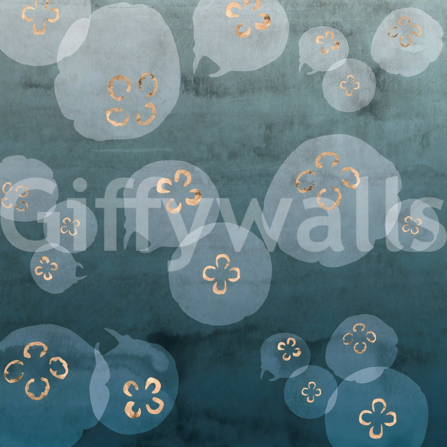 Watercolour Jellyfish - Petrol Wall Mural
