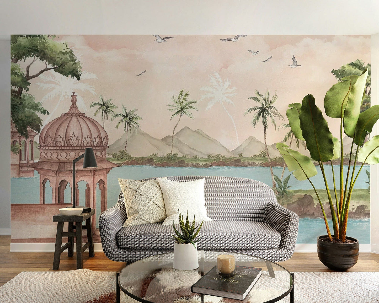 Watercolour Lakeside View Wall Mural for nature lovers