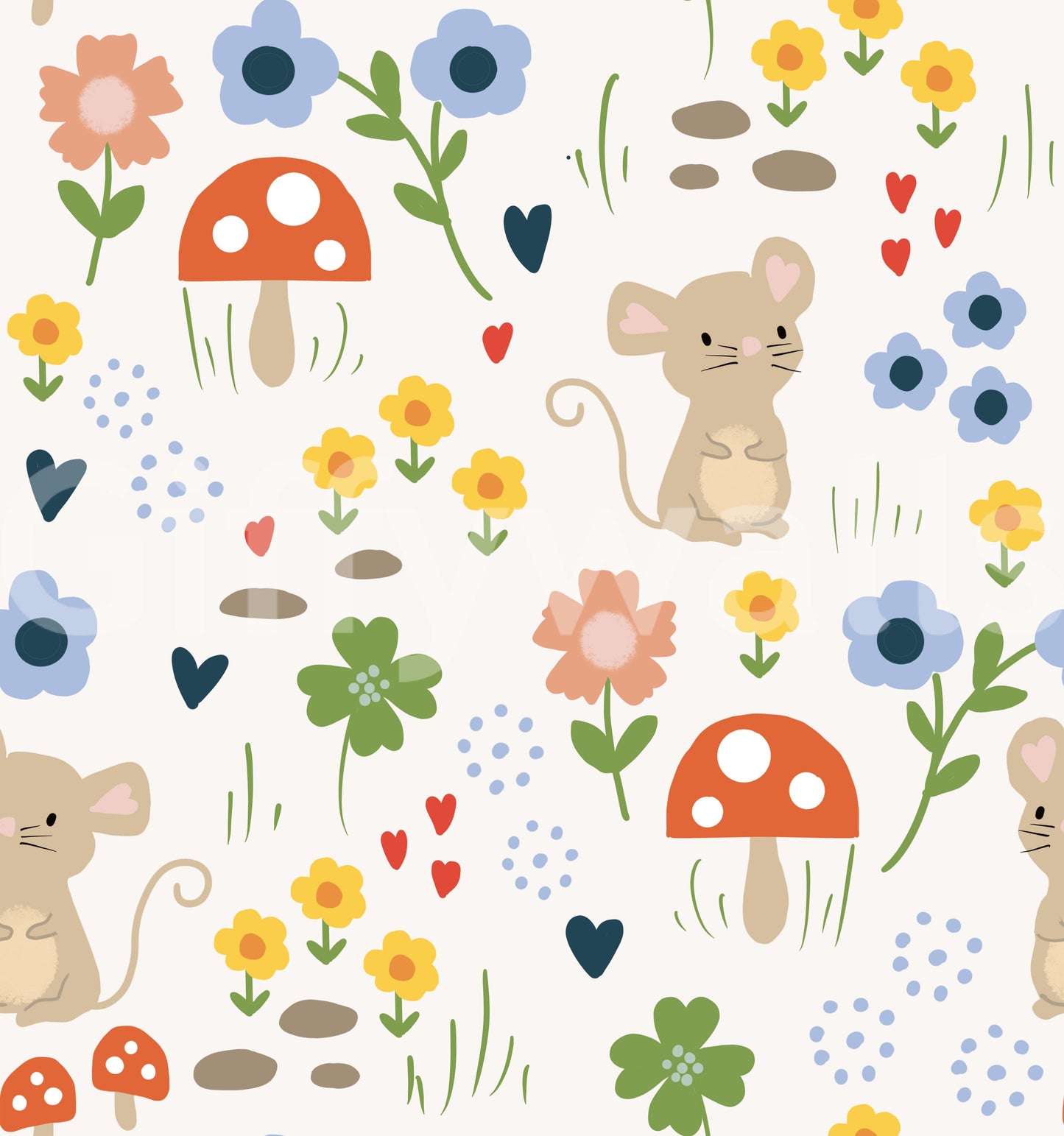 Fun floral mouse wall artwork