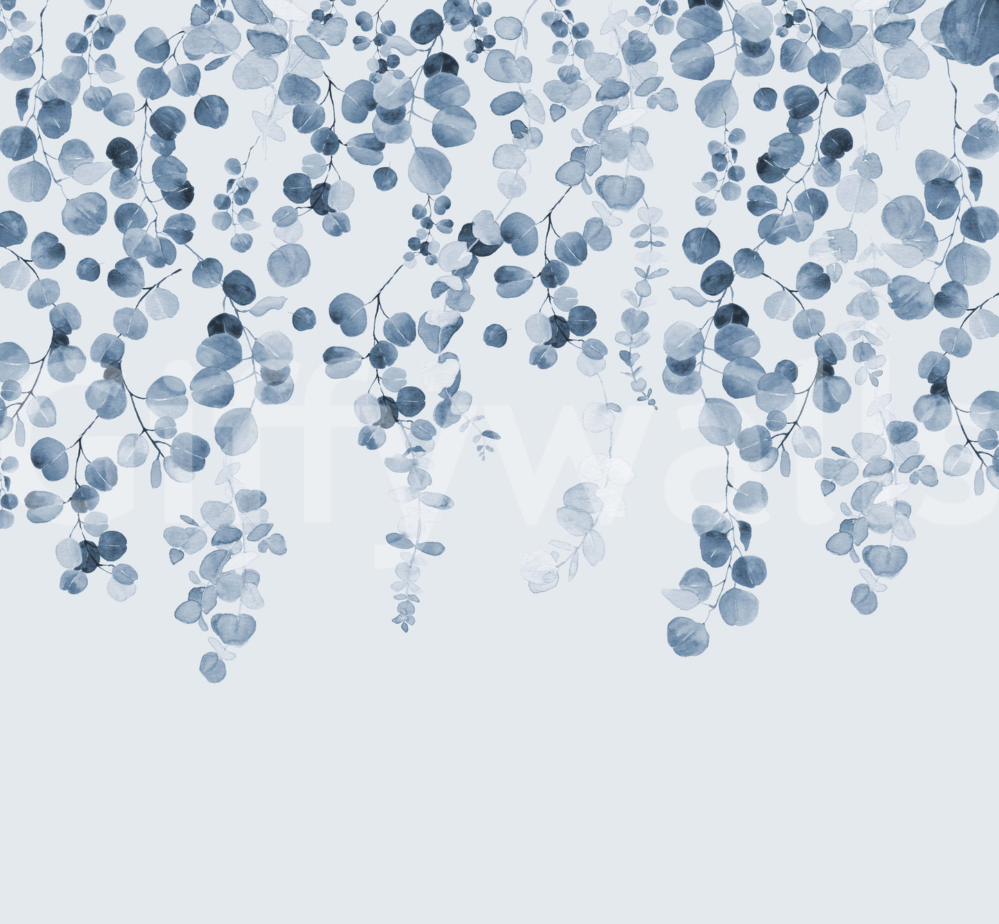 Elegant eucalyptus leaf blue print