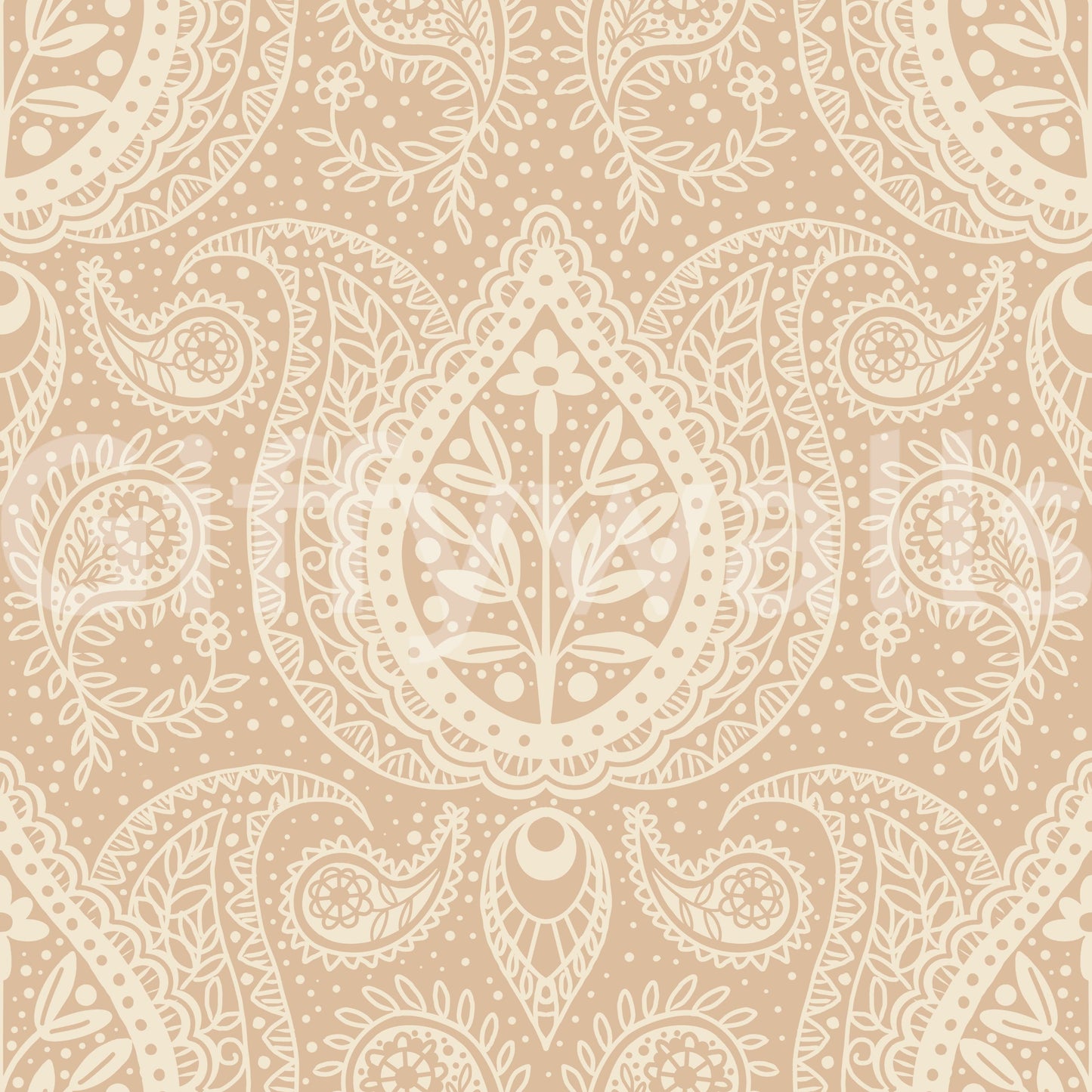 Decorative beige pattern wallpaper