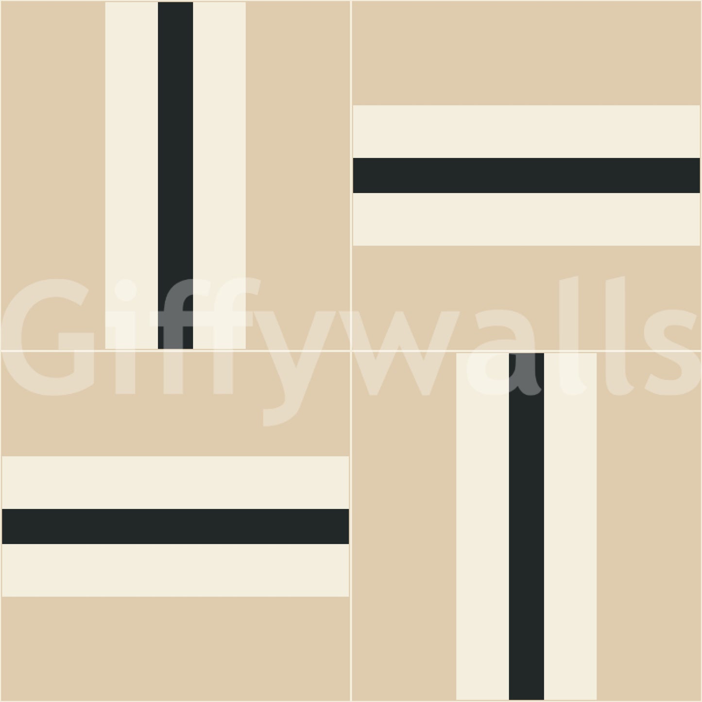 Linear beige and black stripe print