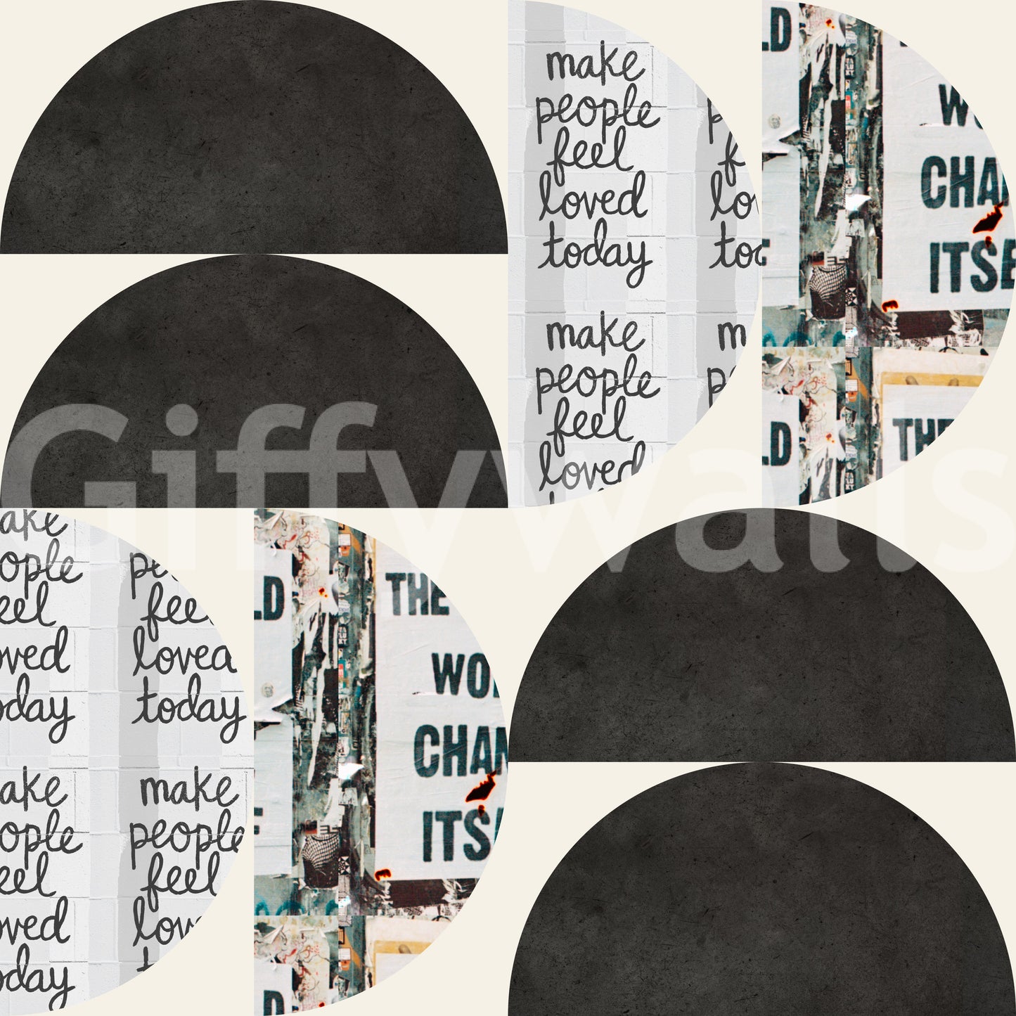 Graffiti and quote mural pattern