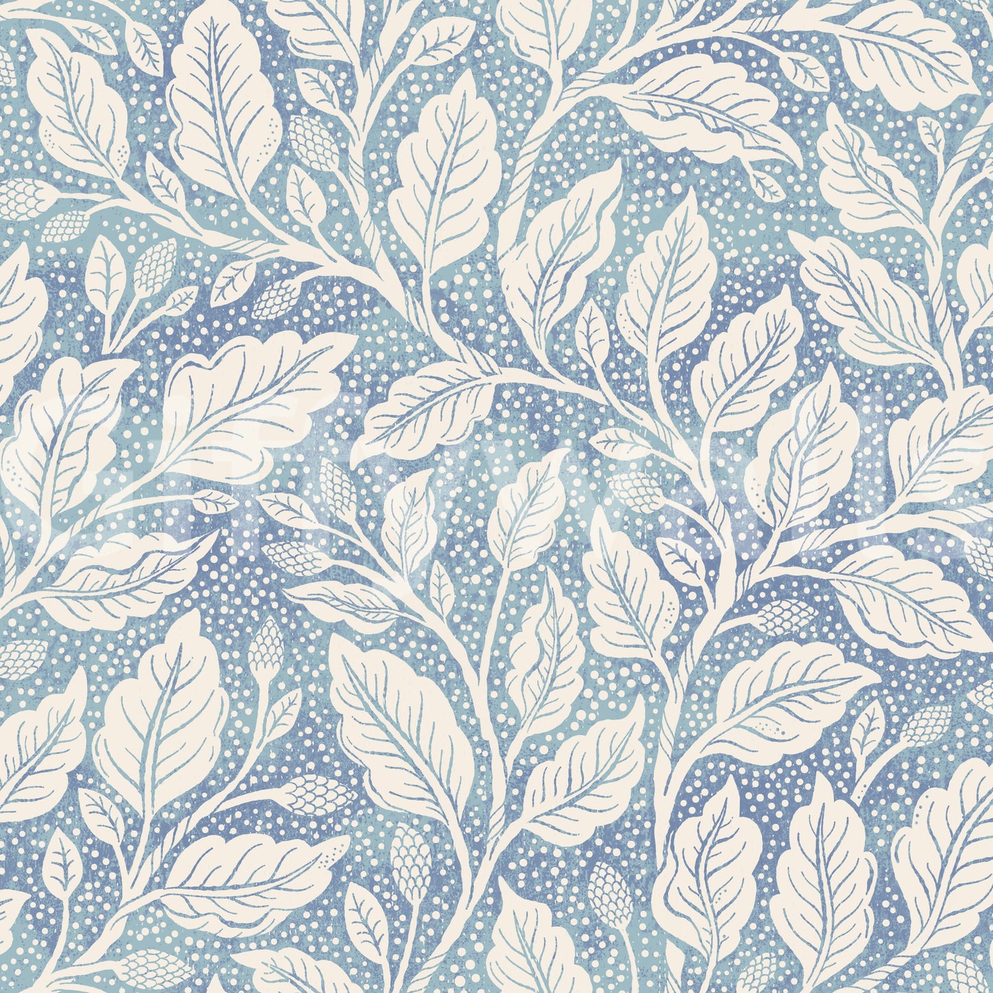 Nature-inspired blue budding branches wallpaper