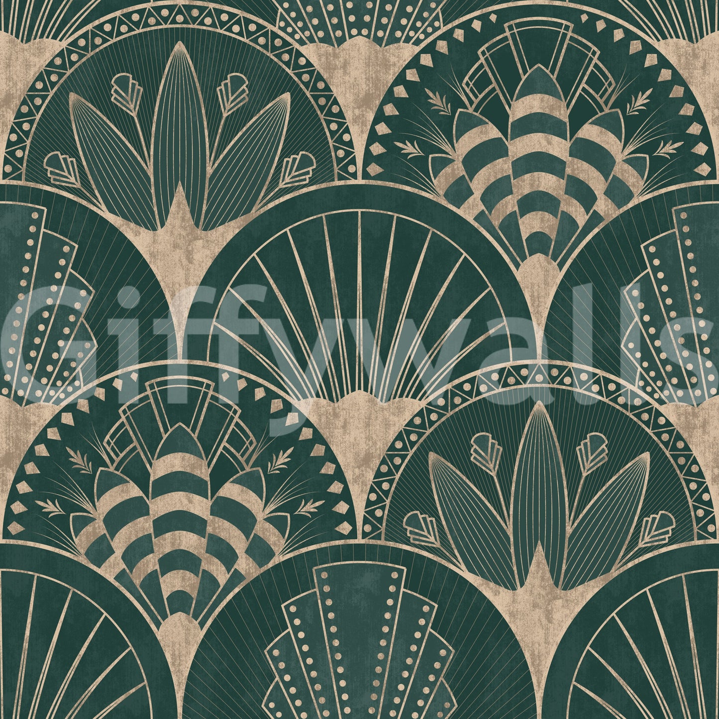 Art Deco Golden Fans Wallpaper